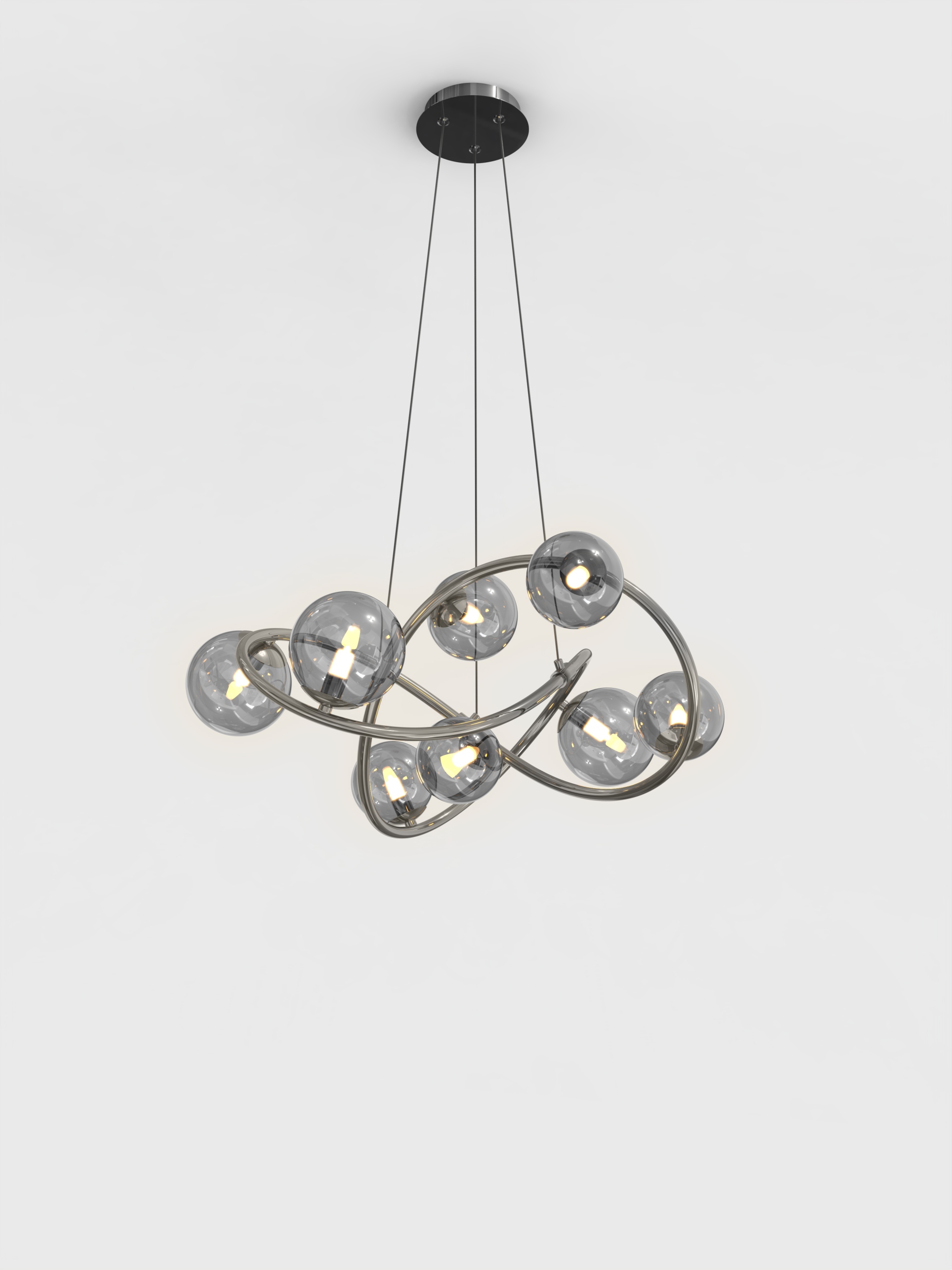 Závěsná lampa Nancy 8-pl, minimalistická, černý chrom