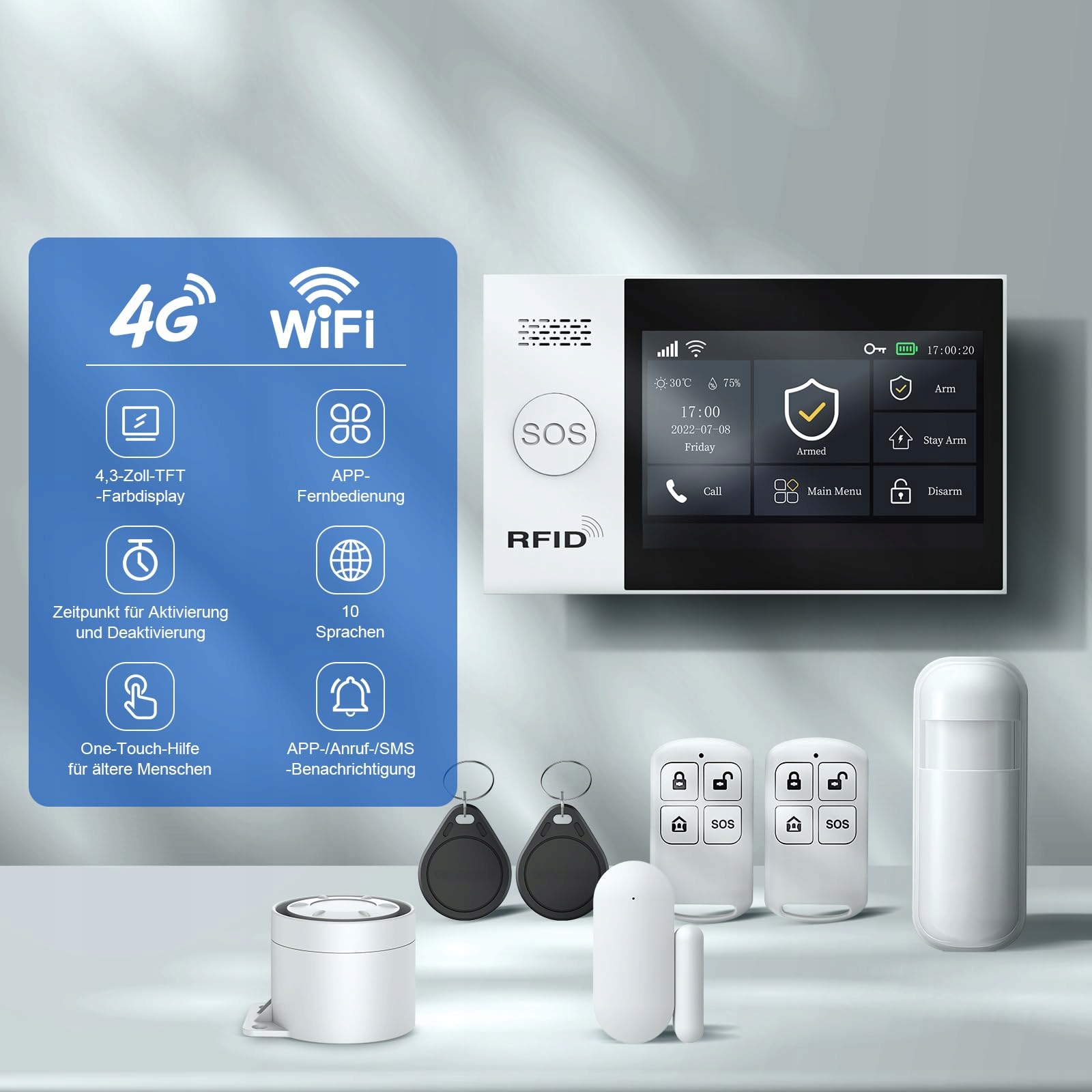 LWOHSI System Alarmowy WiFi 4G z Kamerą Smart Home Ekran Dotykowy 4.3 Cala — miniatura 2