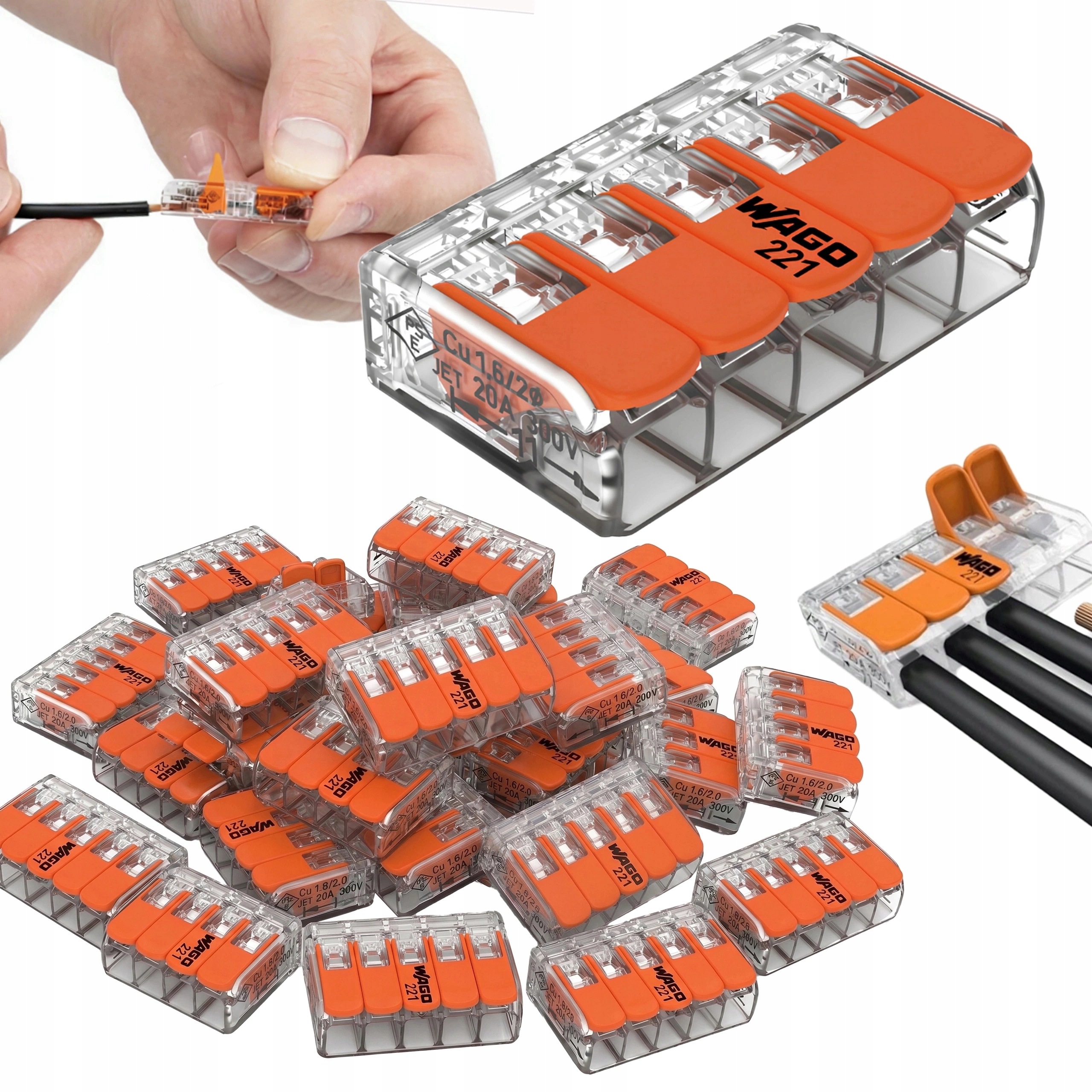 Szybkozłącza Wago Złączka Instalacyjna Przewodowa Dźwignia 5x0.2-4mm 25 szt