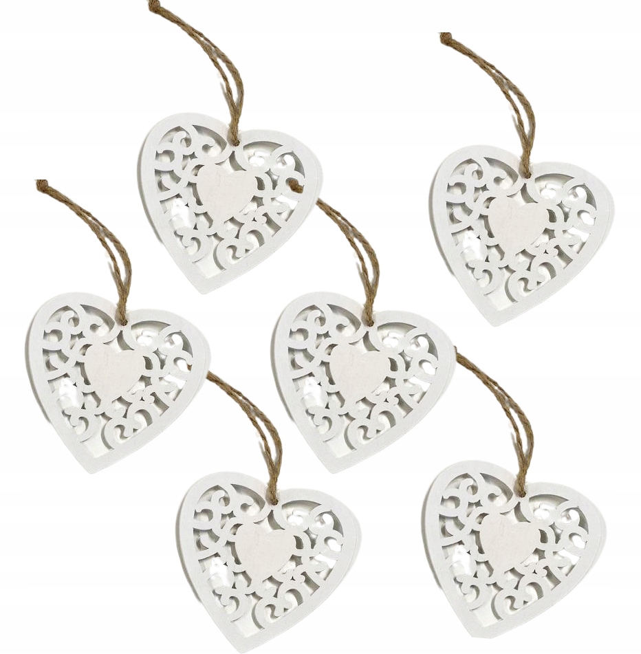 DREWNIANE BOMBKI ZAWIESZKI NA CHOINKĘ OZDOBY 6 szt