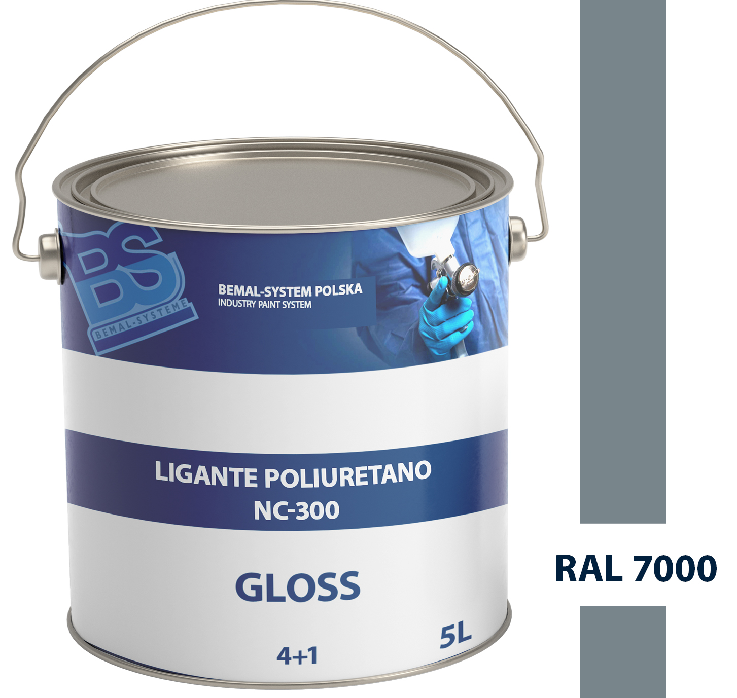 BEMAL FARBA OKRĘTOWA - LAKIER POLIURETANOWY - 5L - RAL 7000