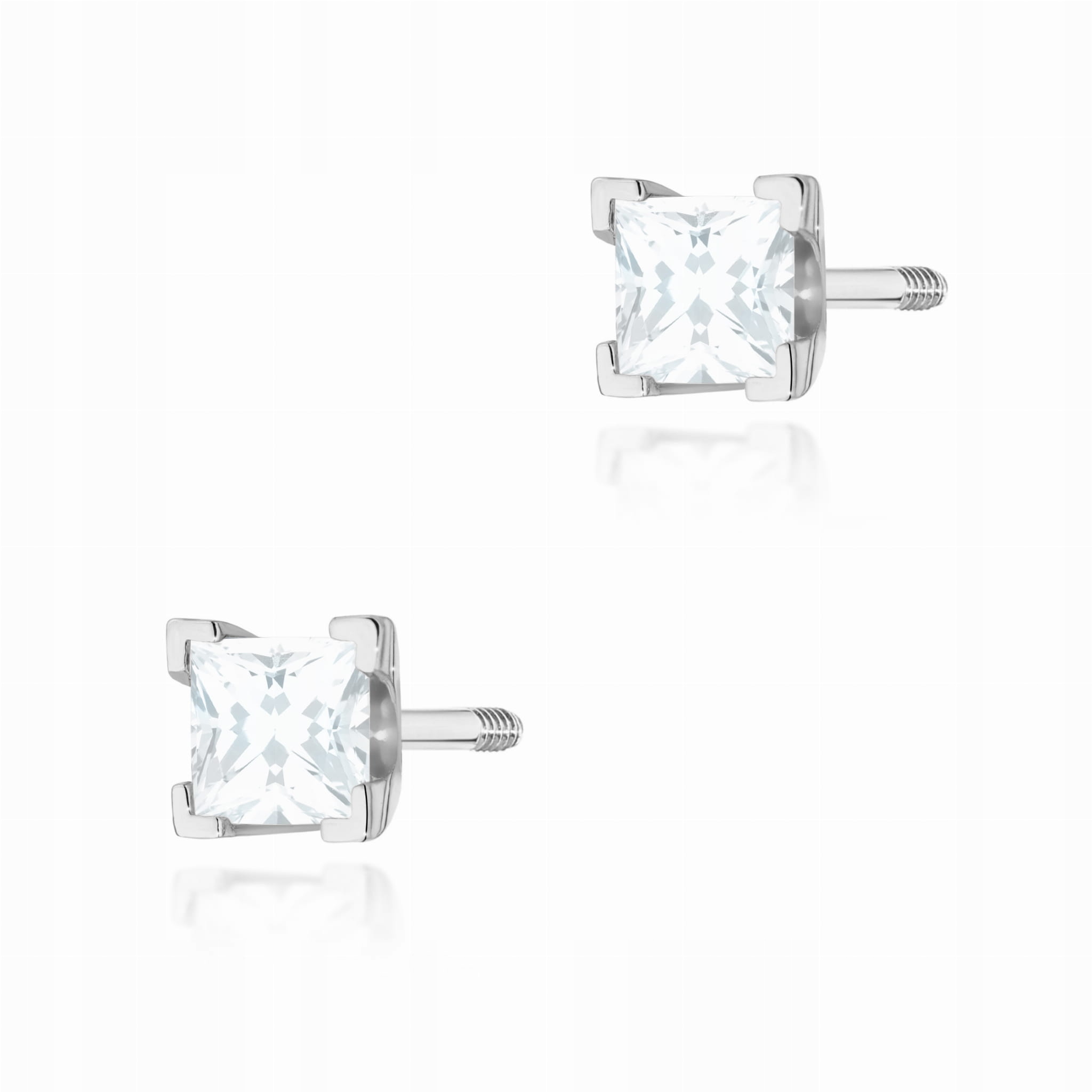 Zlaté náušnice 585 s diamanty 0,15 ct bílé zlato šroubovací tyčinka 3 mm