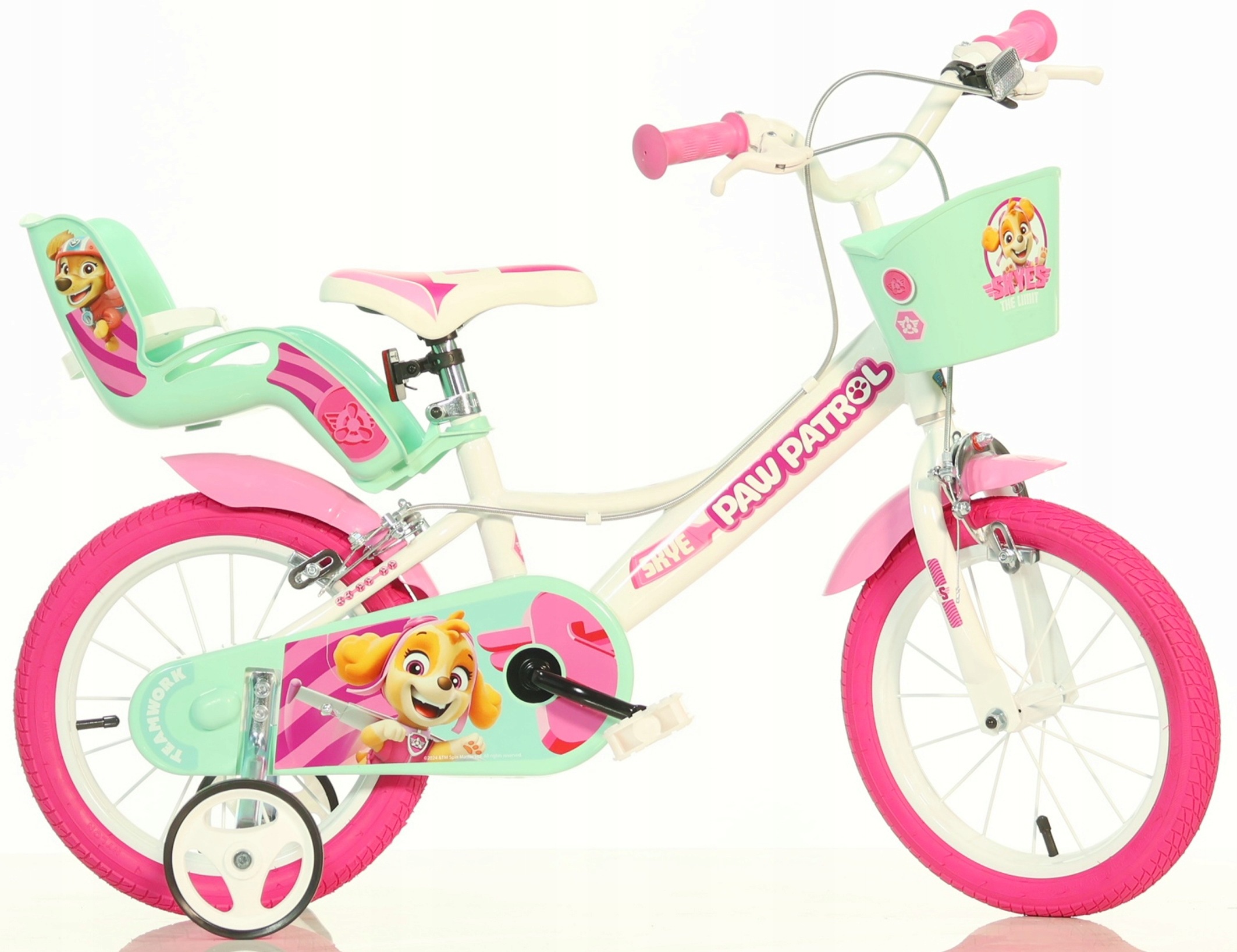 Dětské kolo 14 palců Tlapková patrola pro dívky Brzda Dino Bikes