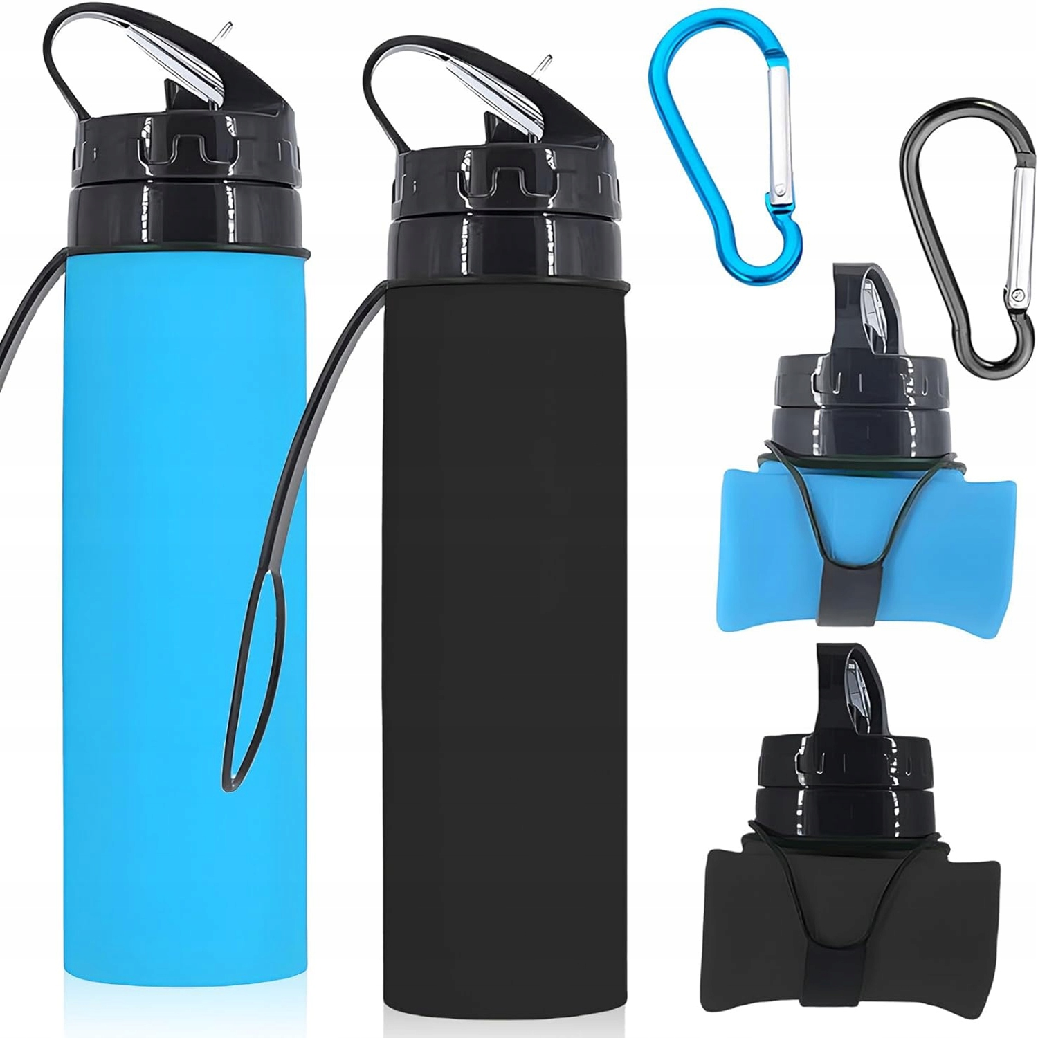 2X SKŁADANA SILIKONOWA LEKKI BUTELKA NA WODĘ 600ML Rodzaj miękki bidon (softflask)