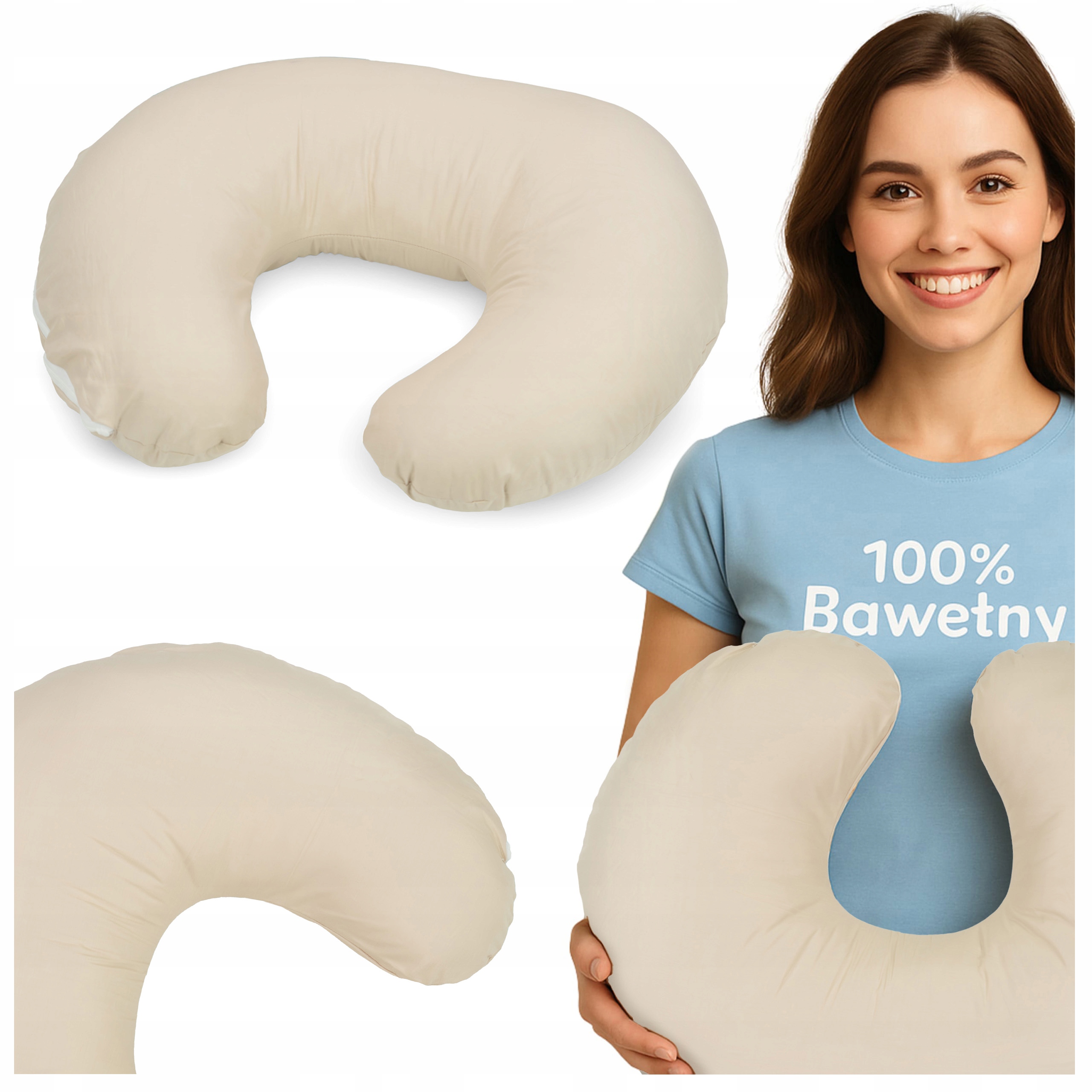 Poduszka ROGAL do karmienia WIELOFUNKCYJNA Fasolka BAWEŁNA 100%