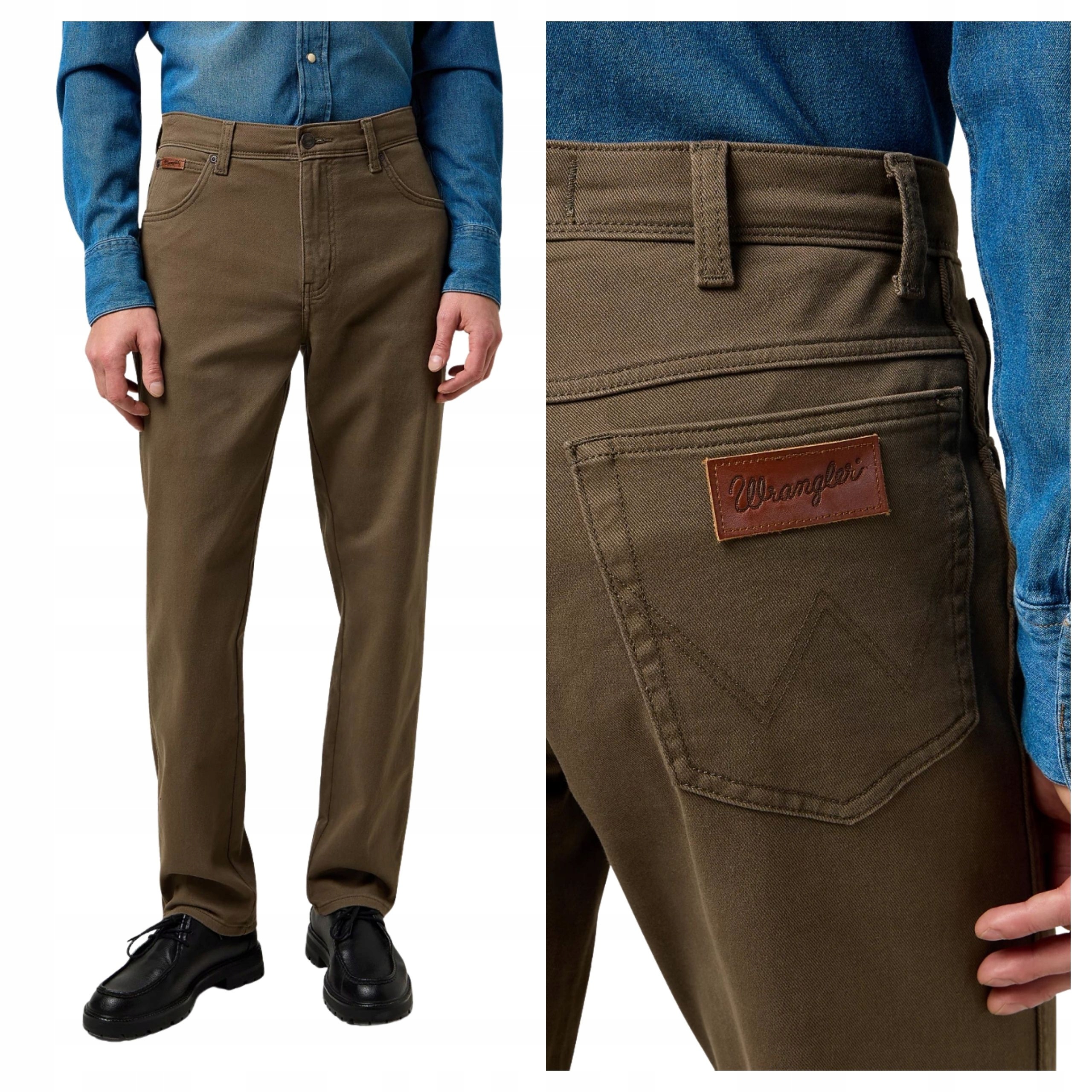 Pánské kalhoty Wrangler Texas Straight Fit Hnědé Tarmac Jeansy W36 L32