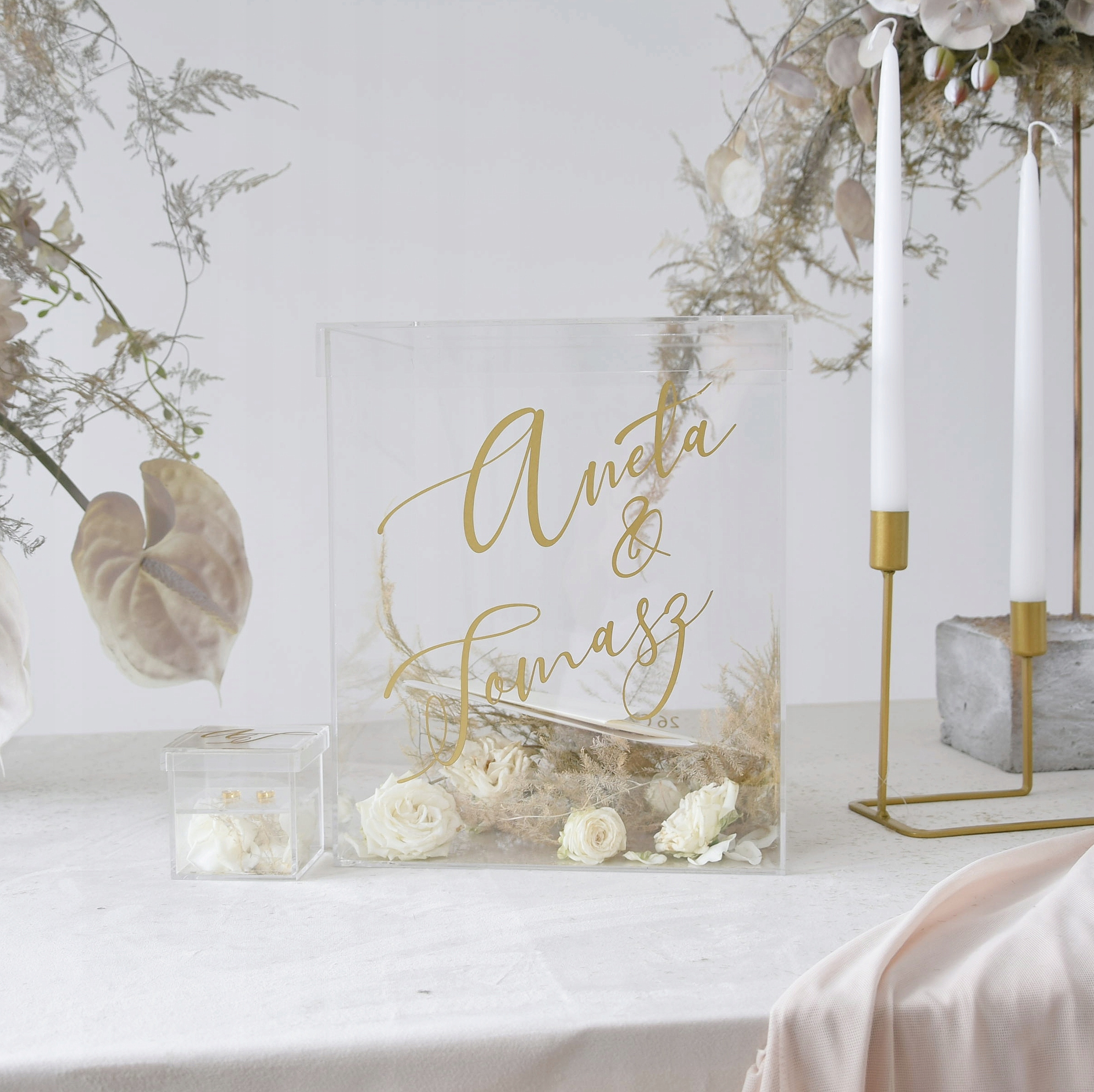 DUŻE Pudełko na koperty z plexi imiona ślub BABIE LATO Marka inny