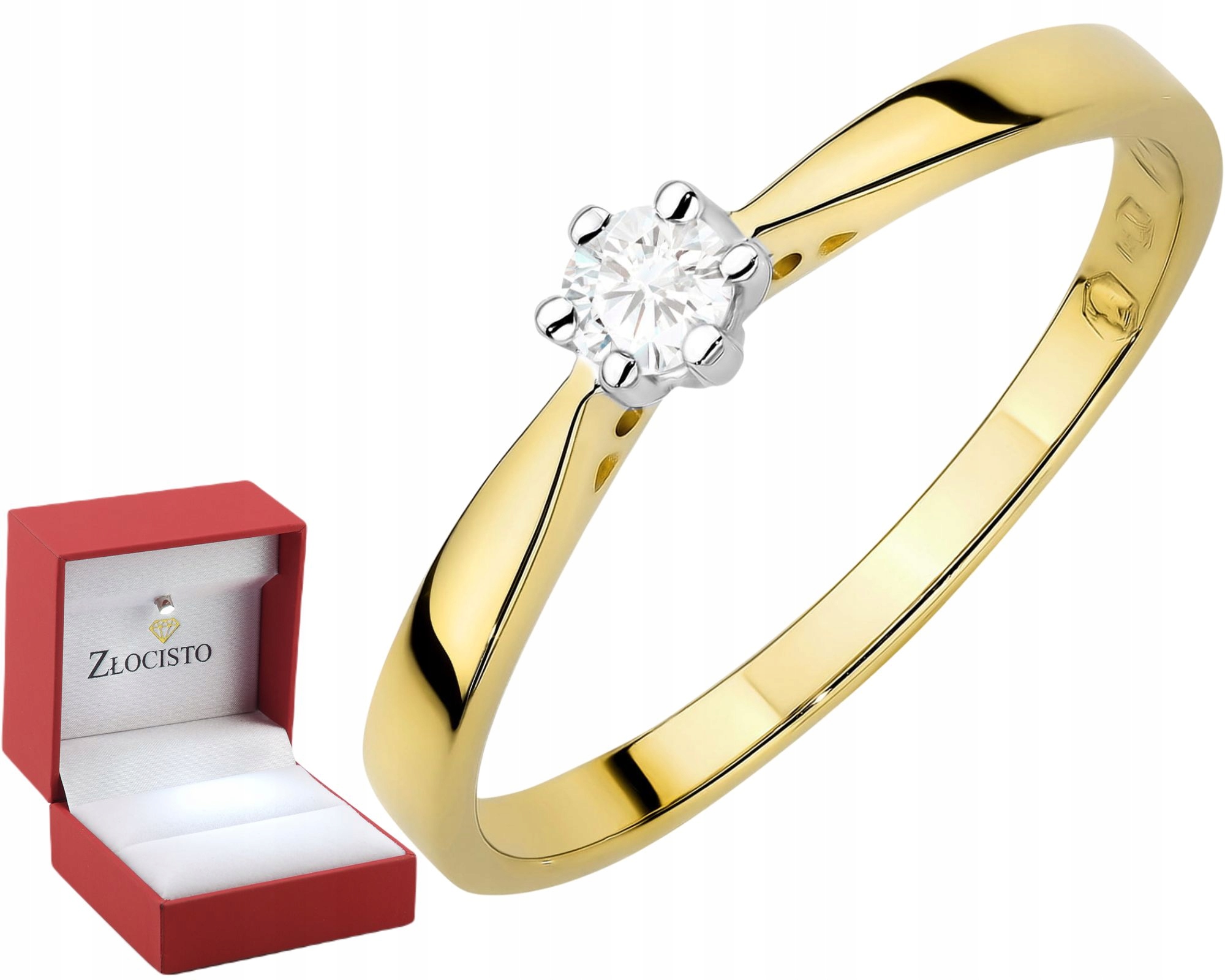 Zlatý Prstýnek S Laboratořně Vytvořeným Briliantem, Efektní Moderní Design, Au 585