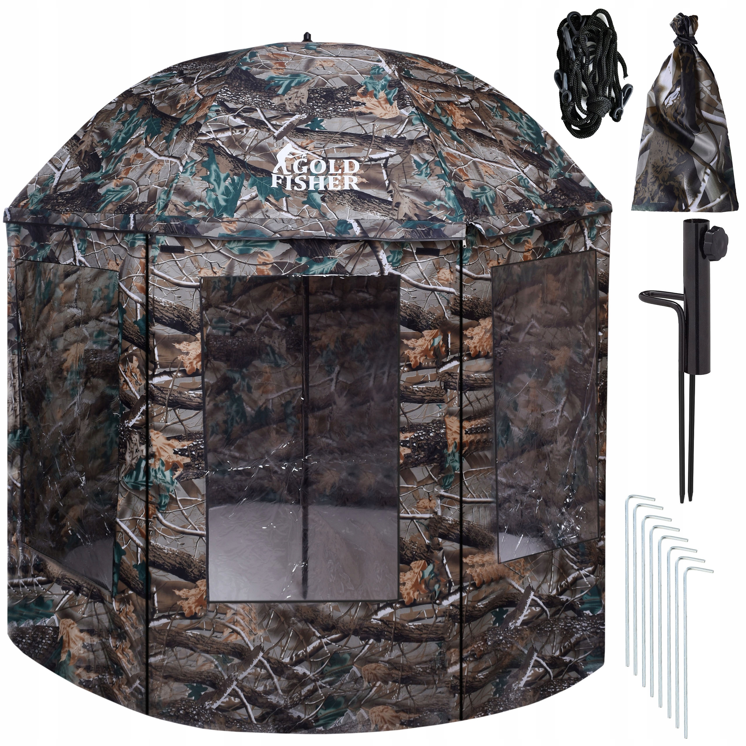 Rybářský Deštník Stan S Krytem, Zabudovaný Brolly Na Ryby Maskáčový Camo
