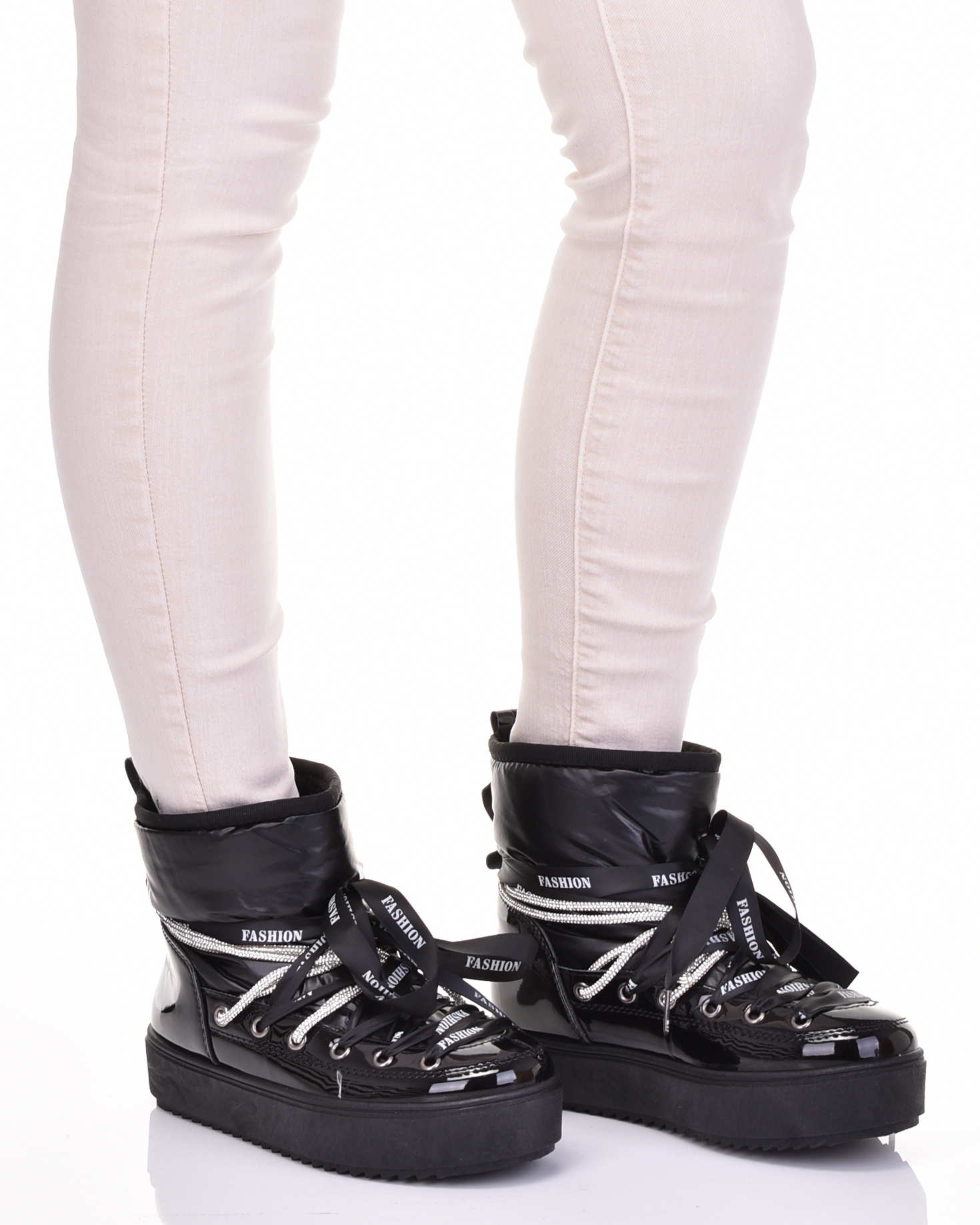 MODNE ŚNIEGOWCE Z FUTERKIEM WSUWANE BUTY ZIMOWE NA PLATFORMIE Marka bez marki