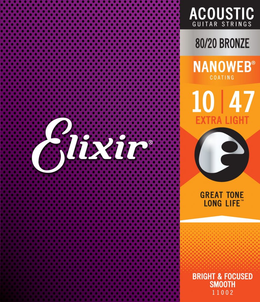 Elixir 11002 Nanoweb 80/20 Bronze 10-47 - Struny