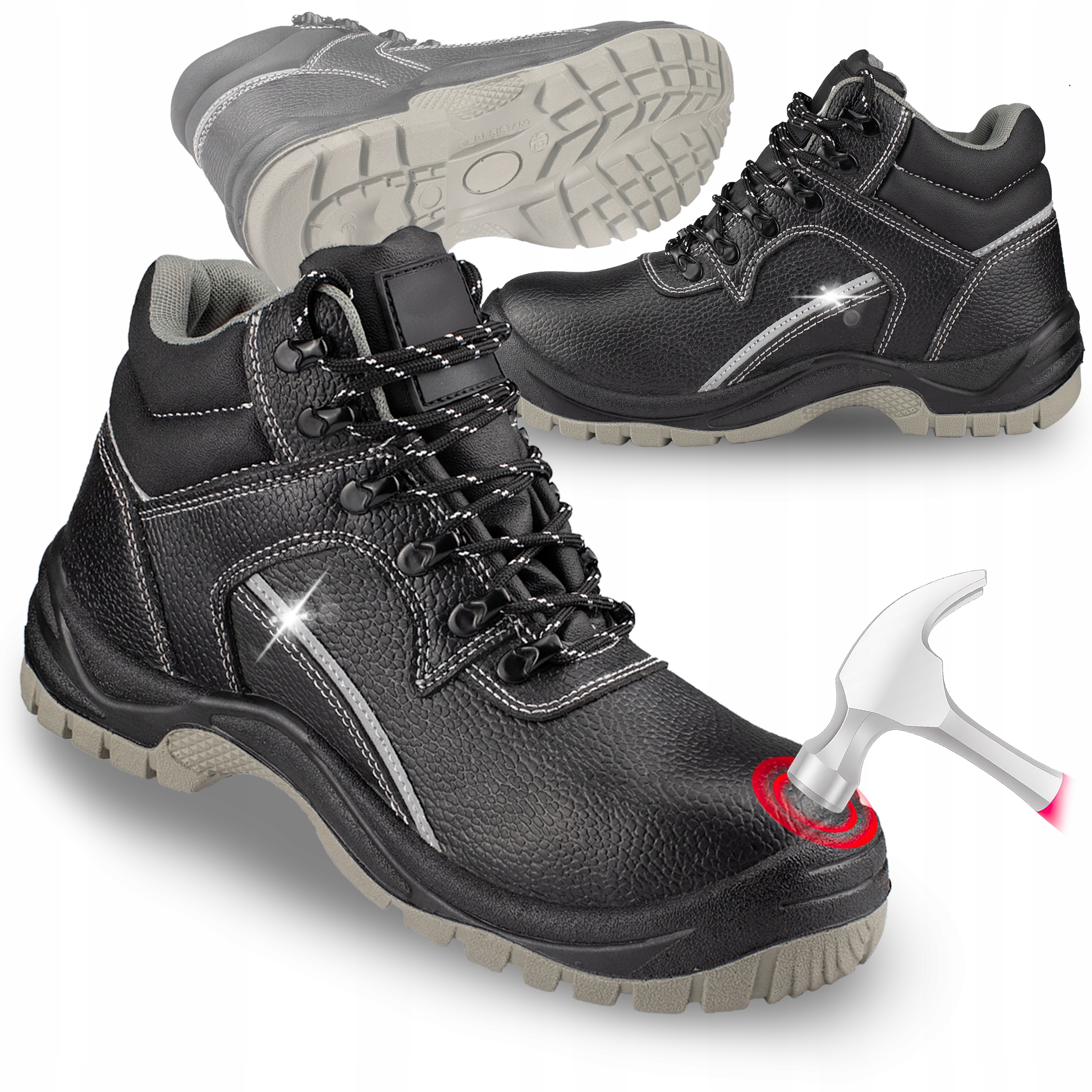 Buty Robocze męskie Trzewiki Robocze Obuwie Ochronne Z Metalowym Noskiem S1