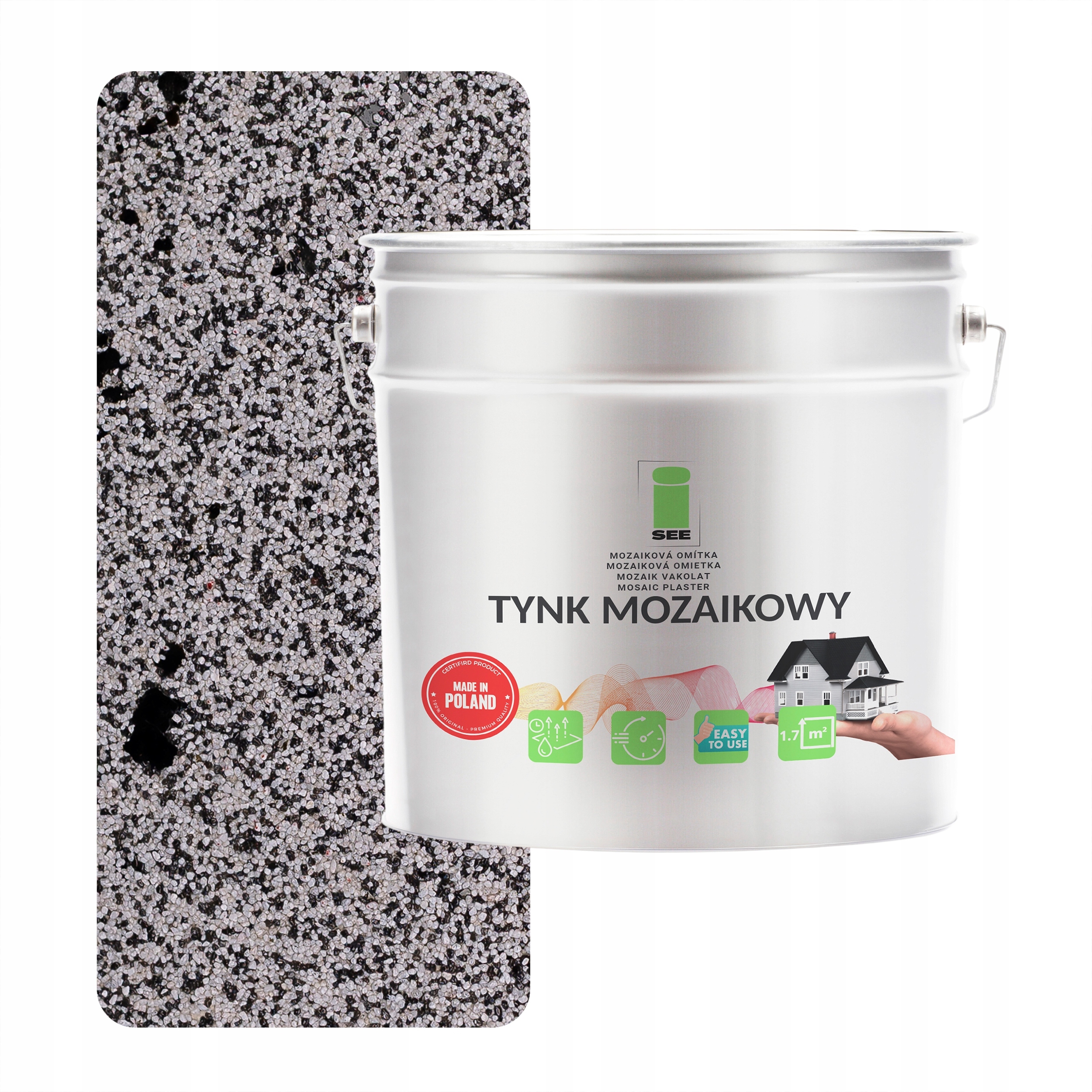 Mozaiková omítka Marmolit Živá Bílo Černá s Mikou 7KG Mrazuvzdorná M24