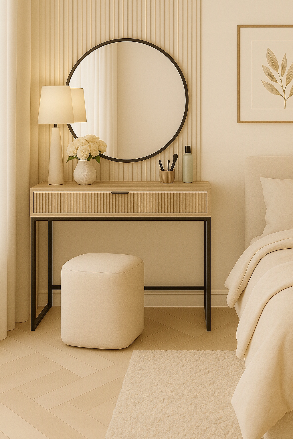 Toaletka 80x50x76 cm ryhovaná, čierne nohy, dub sonoma