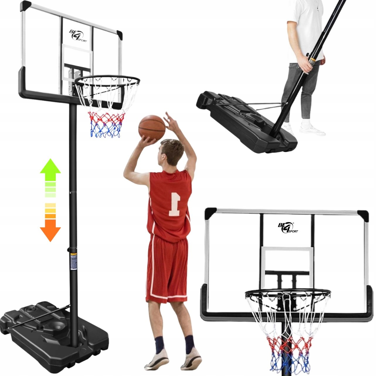 Mobilny Kosz Do Koszykówki Regulowany Pełnowymiarowy Do 305 cm Podstawa XXL