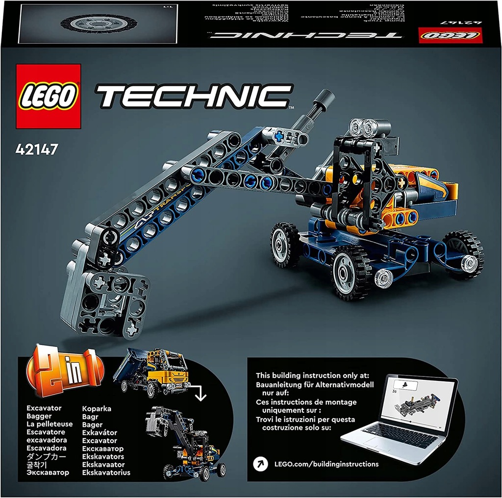 LEGO TECHNICS WYWROTKA KOPARKA CIĘŻARÓWKA 2w1 AUTO Liczba elementów 177 szt.