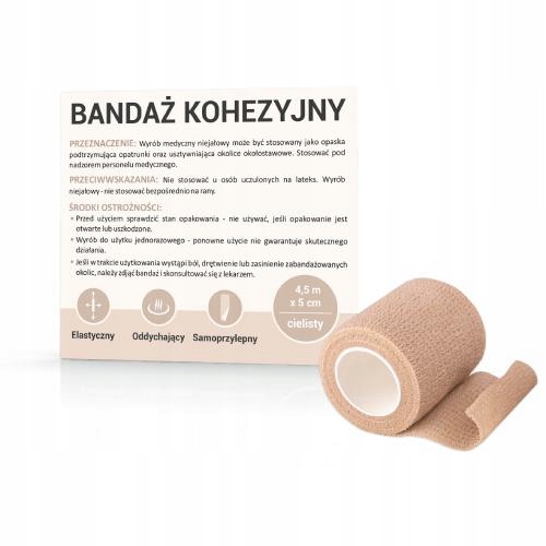 

Bandaż kohezyjny 4,5mx5cm kolor cielisty, 1szt.