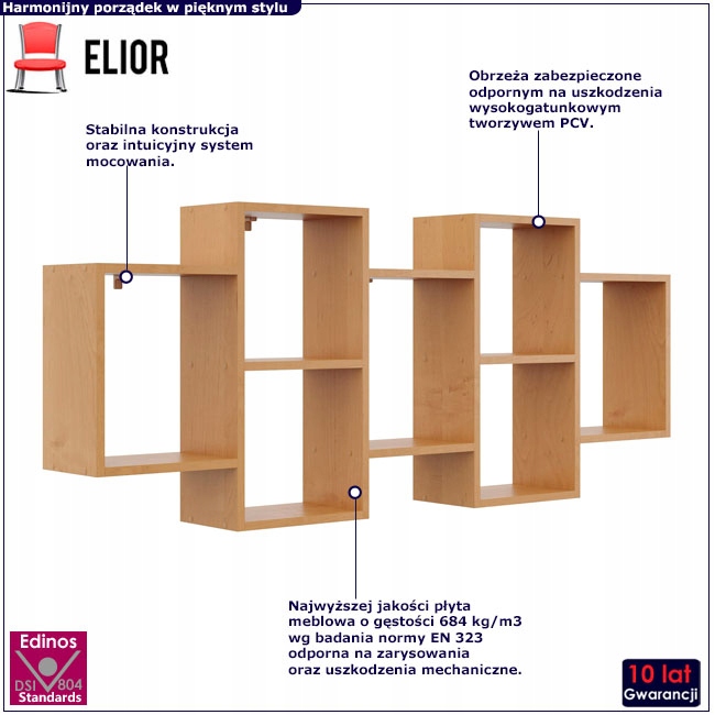 PÓŁKA WISZĄCA NA KSIĄŻKI == ŚCIENNY REGAŁ MODUŁOWY DO BIURA SALONU SYPIALNI Kod producenta PP858Q