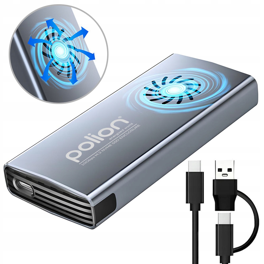 Kieszeń z wentylatorem Polion na dysk M.2 Nvme Ssd Usb-c 3.2 10Gbps