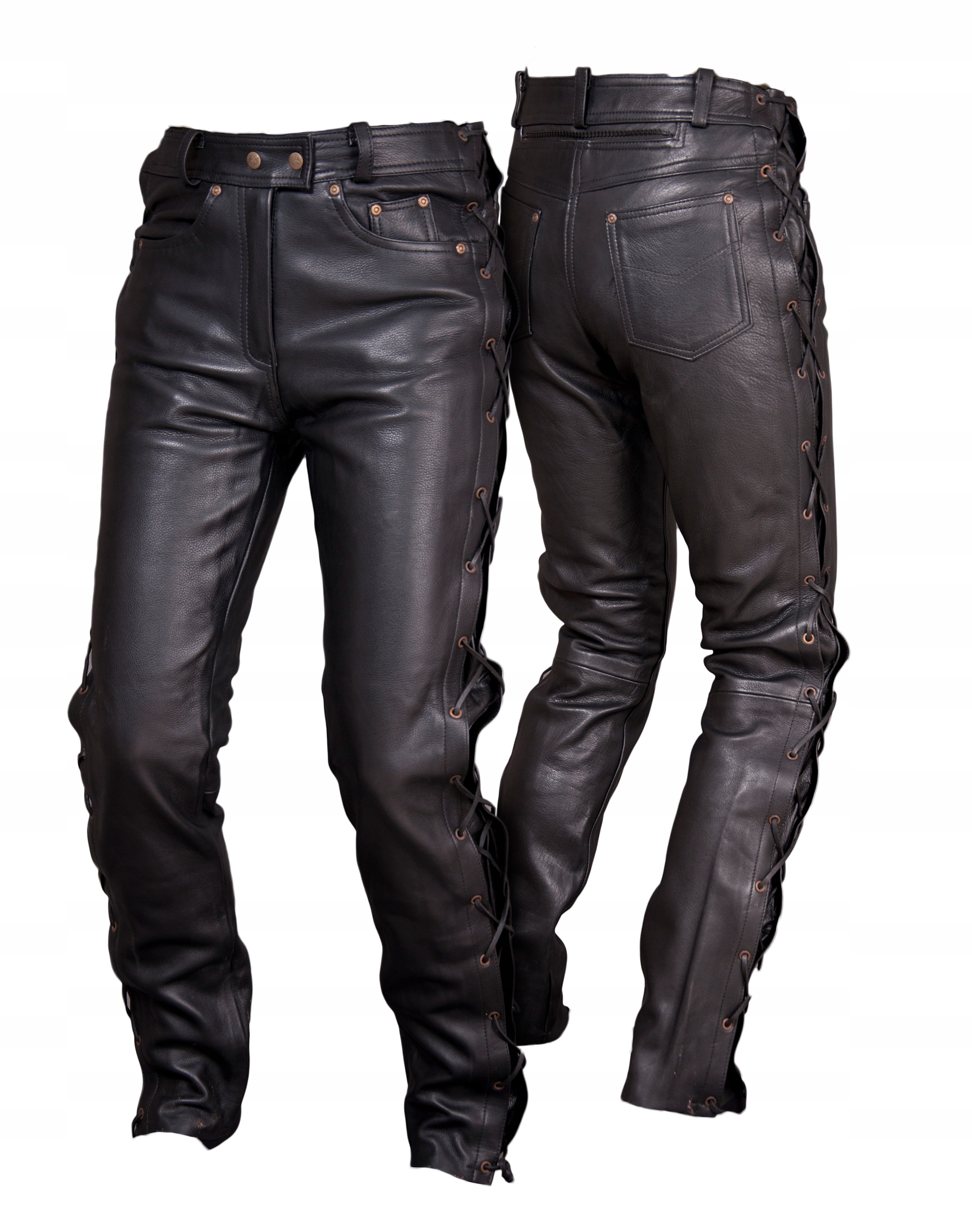 WIĄZANE DAMSKIE SPODNIE SKÓRZANE ANILIN SSD001 2XL