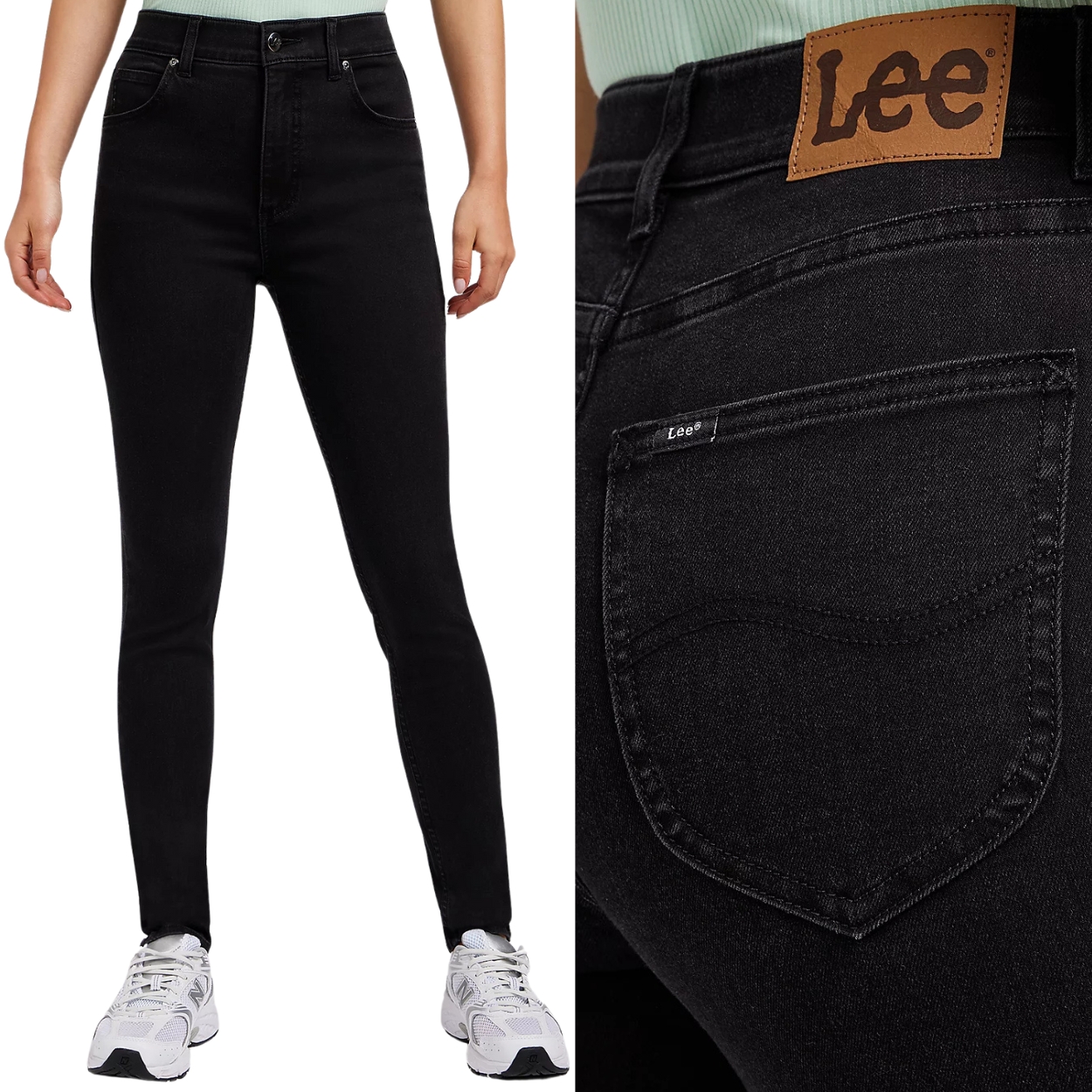 Lee Ulc Skinny Black vysoké černé dámské džínové úzké nohavice kalhoty W26 L31