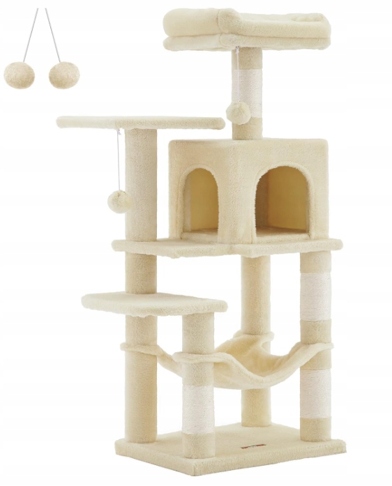 Levně Škrabadlo pro kočky Víceúrovňové se 4 škrabadly a 2 plošinami Houpací síť Jeskyně