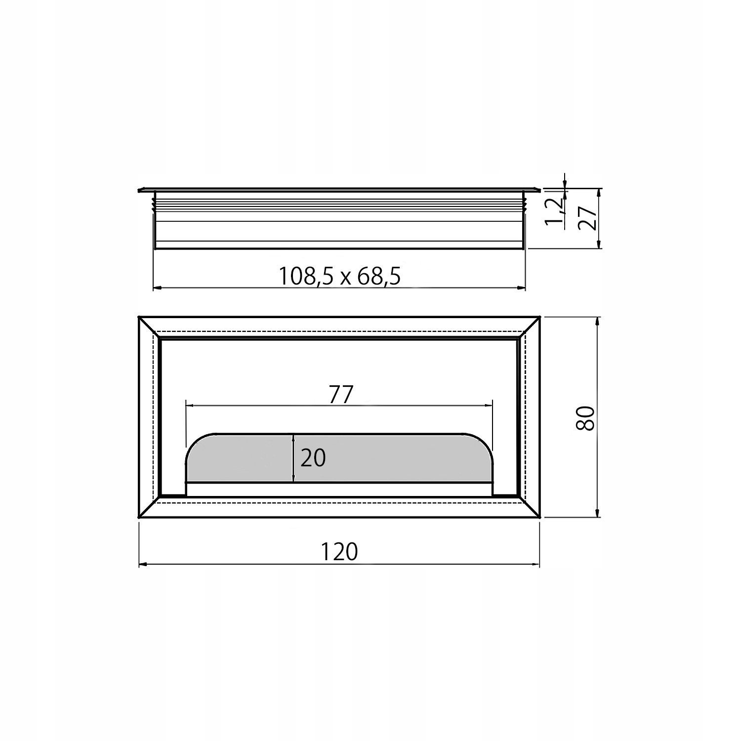 Przepust kablowy, Przelotka 80x120mm MERIDA czarny Długość 12 cm