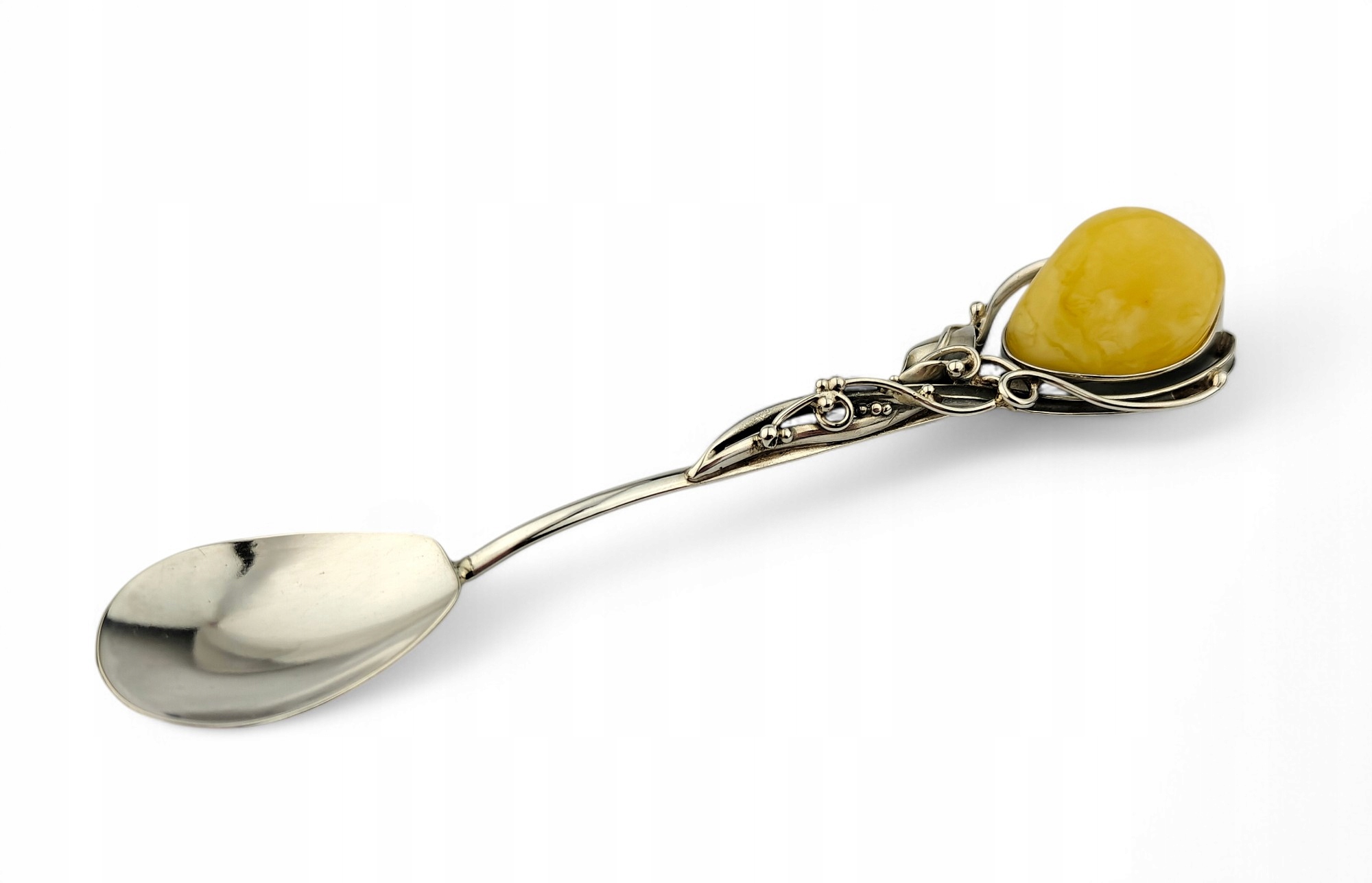 Stříbrná Lžička S Jantarem Dárek Suvenýr