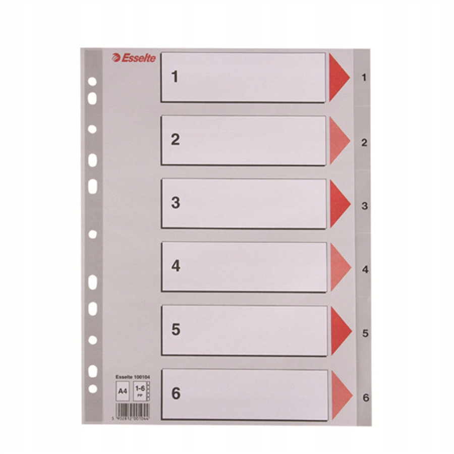 

Przekładki do segregatora Mylar A4 Esselte 1-6