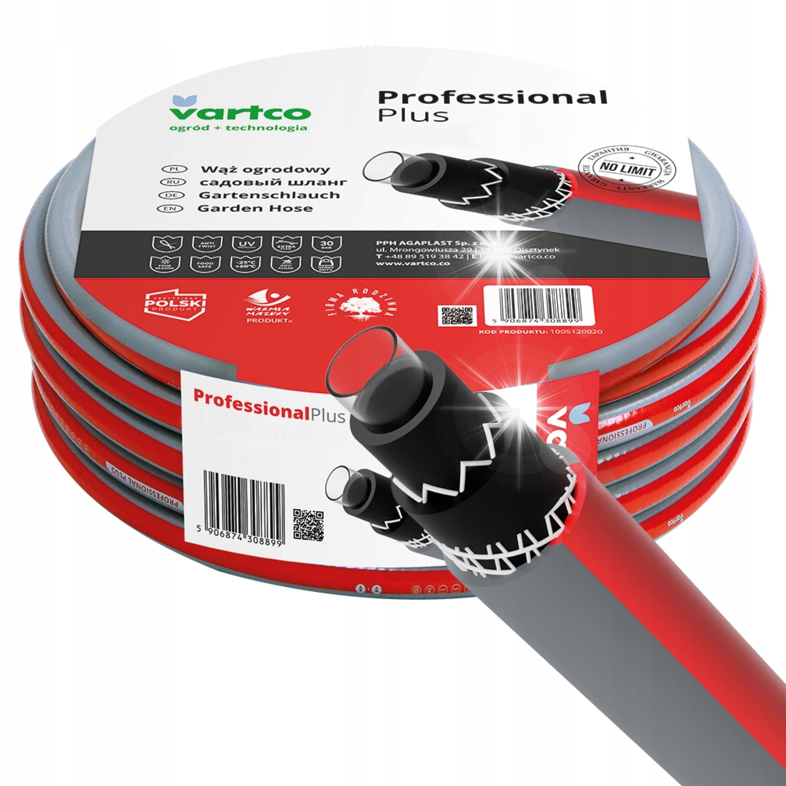 Wąż ogrodowy Nieskręcający Professional Plus Tfs 1" 10m Vartco 6 Warstw Pl