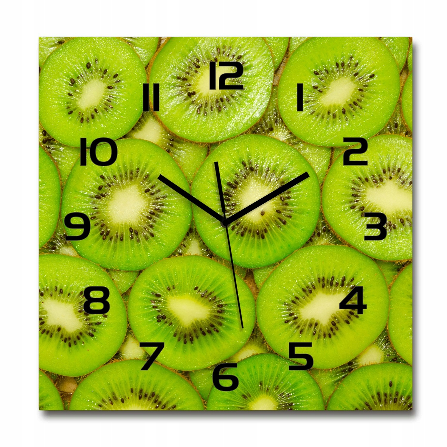 

Duży szklany zegar, cichy mechanizm Kiwi 60x60 cm