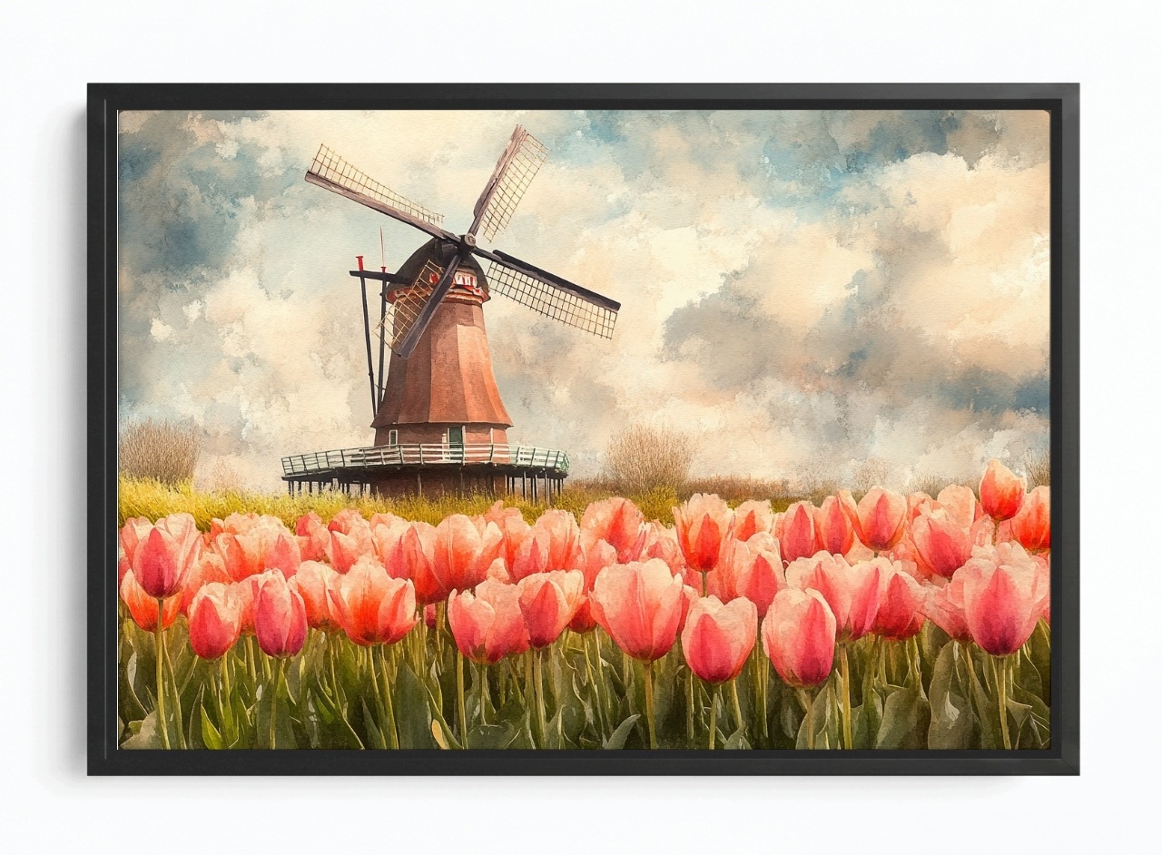 Obraz Rám Americký Box Krajina Nizozemsko Tulipány Ventilátor 120x80