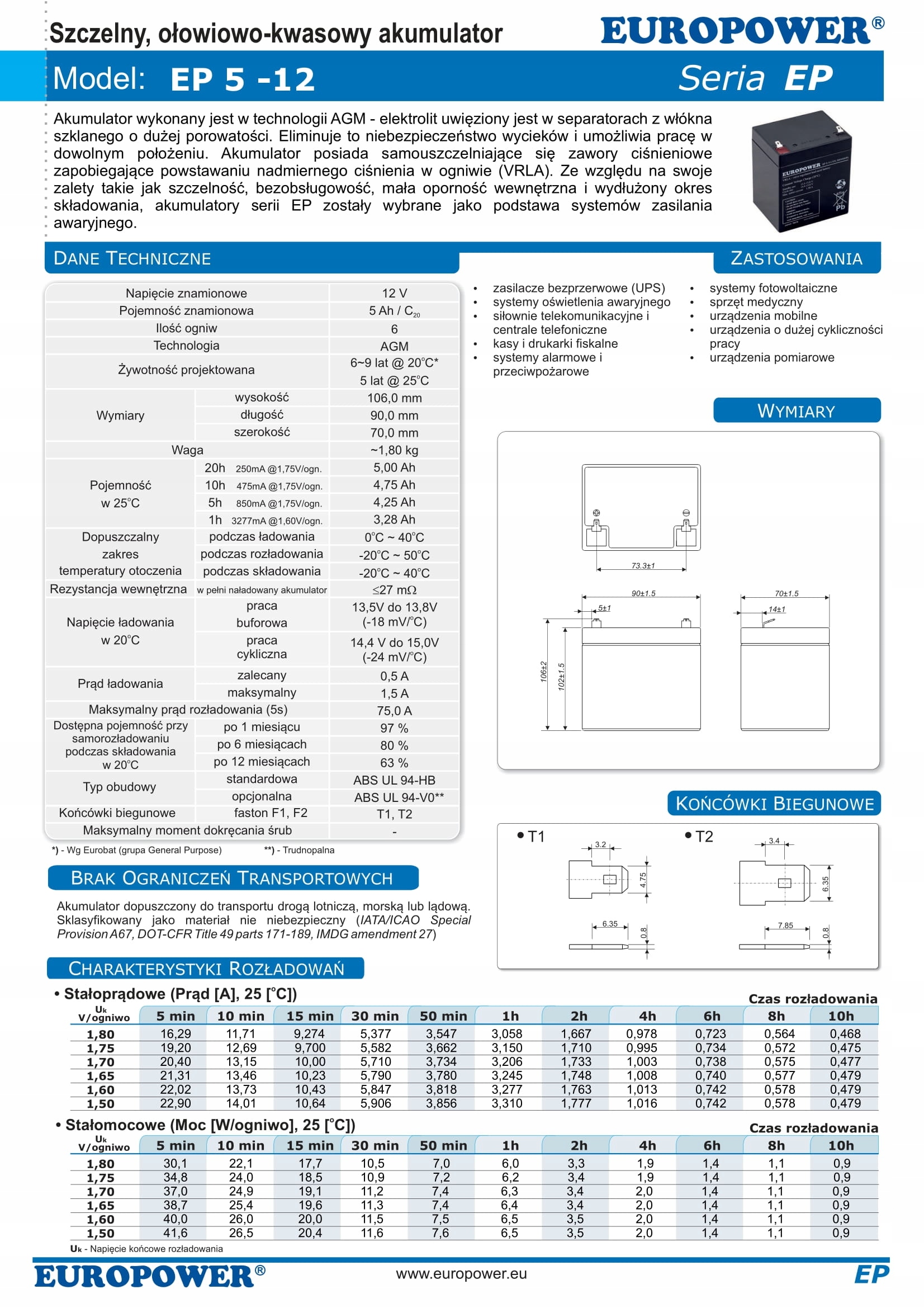 RBC135 RBC 135 #135 ZESTAW AKUMULATORÓW PAKIET BATERII UPS APC 2x EP 5-12 Producent Europower