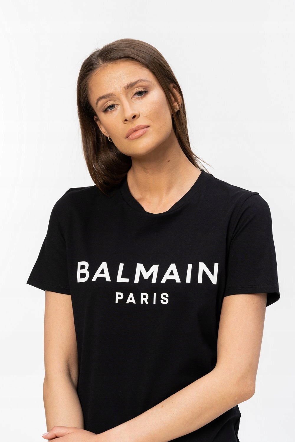 BALMAIN - černé dámské tričko s bílým logem XS za 5031 Kč - Allegro