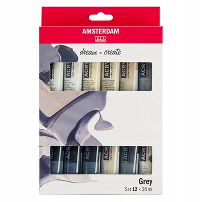Akrylové barvy Talens Amsterdam Grey, 12 x 20 ml