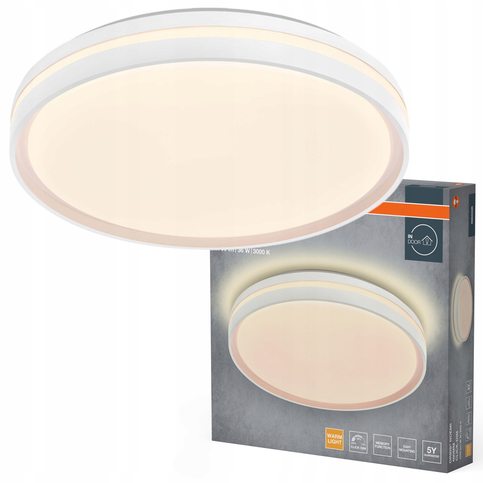 Stropné Svietidlo Led Nástenná lampa 36W 2000lm 3000K Teplá biela Orbis Osram