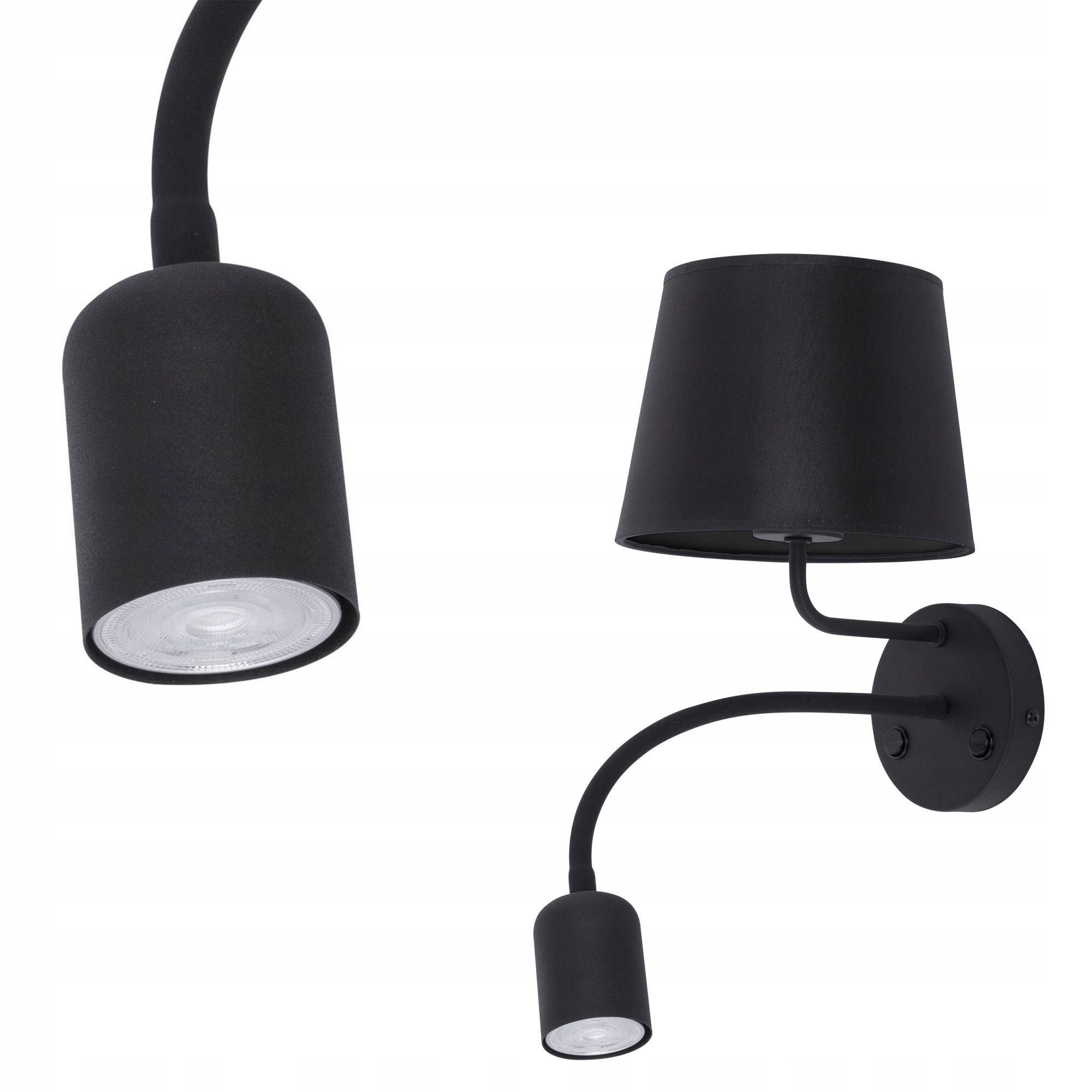 Nowoczesny dwupunktowy kinkiet ścienny Maja Black z włącznikiem Tk Lighting