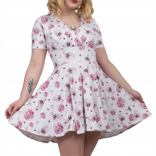 Sukienka w róże kwiaty rozkloszowana lolita floral