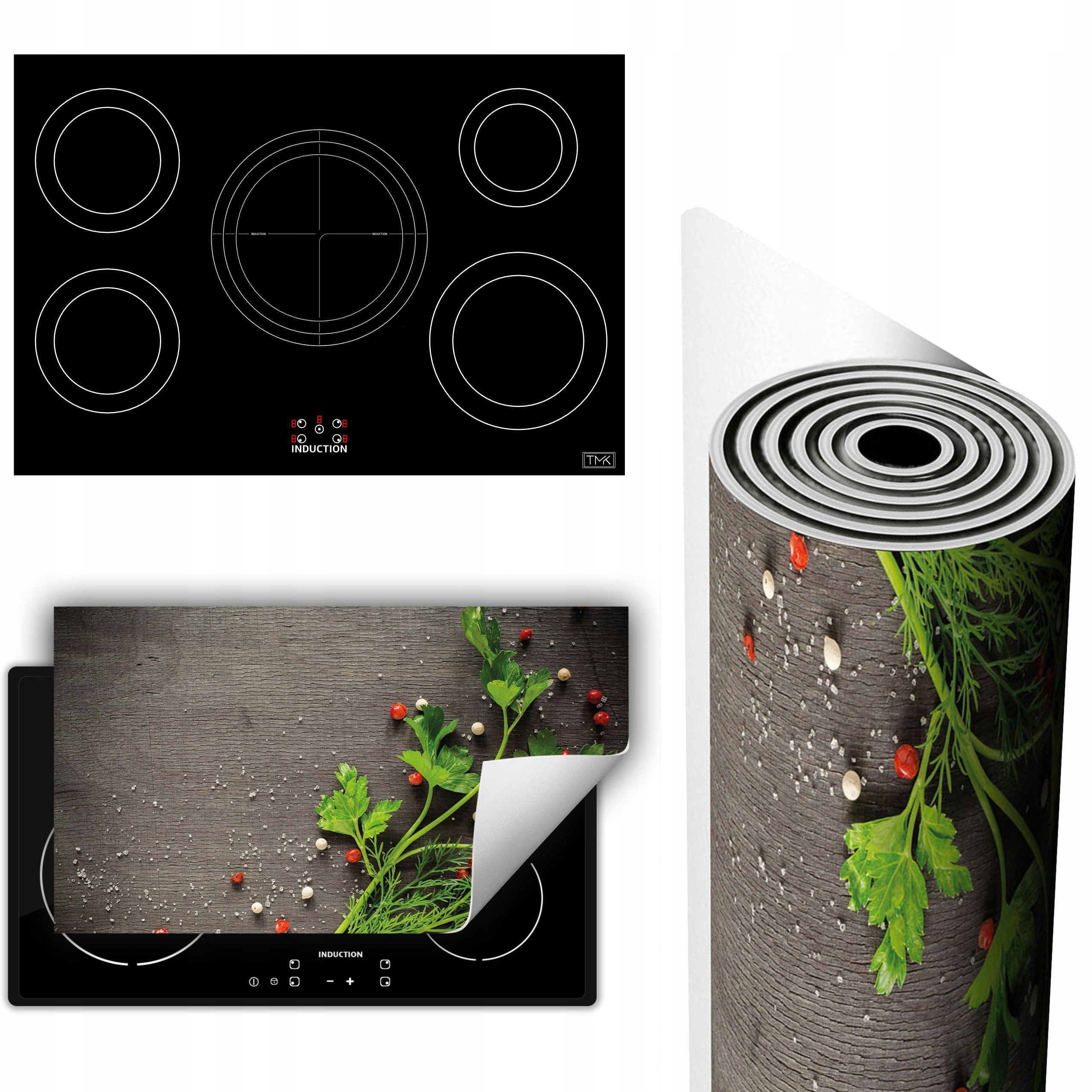 Vinylová Podložka Na Ochranu Kuchyňské Desky 90x52 zelená koření