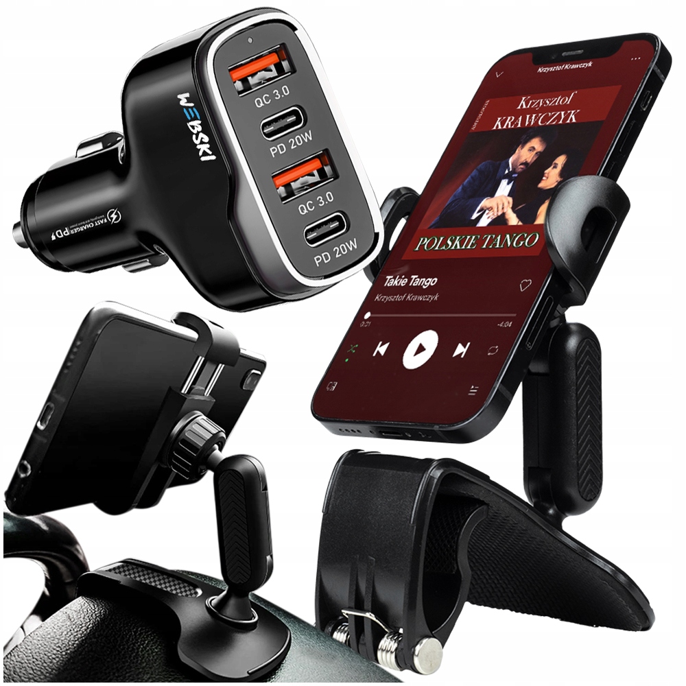 

Mocny Uchwyt Do Każdego Telefonu+ładowarka 4x Usb