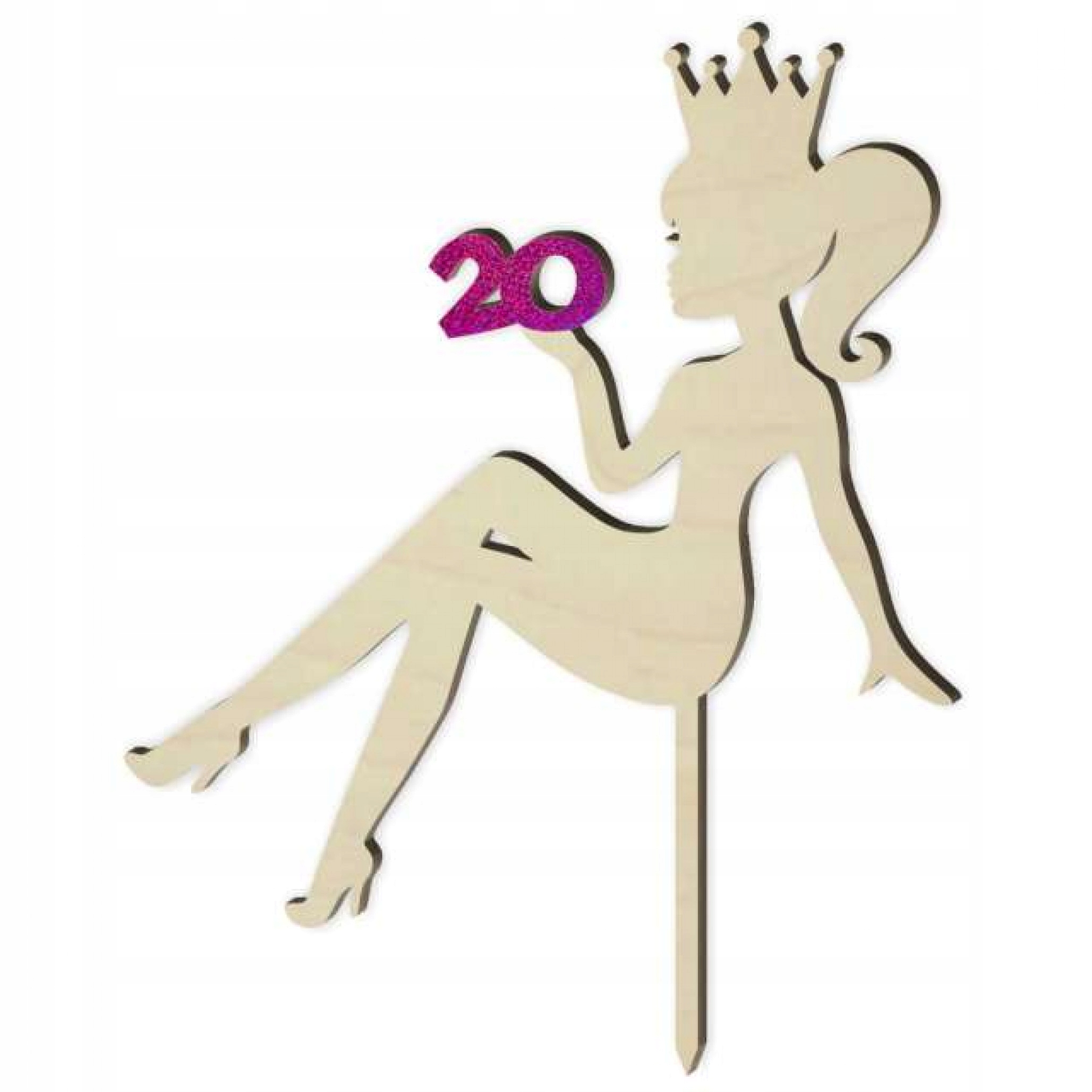 dekoracja TOPPER tort LICZBA 20 URODZINY róż HOLO