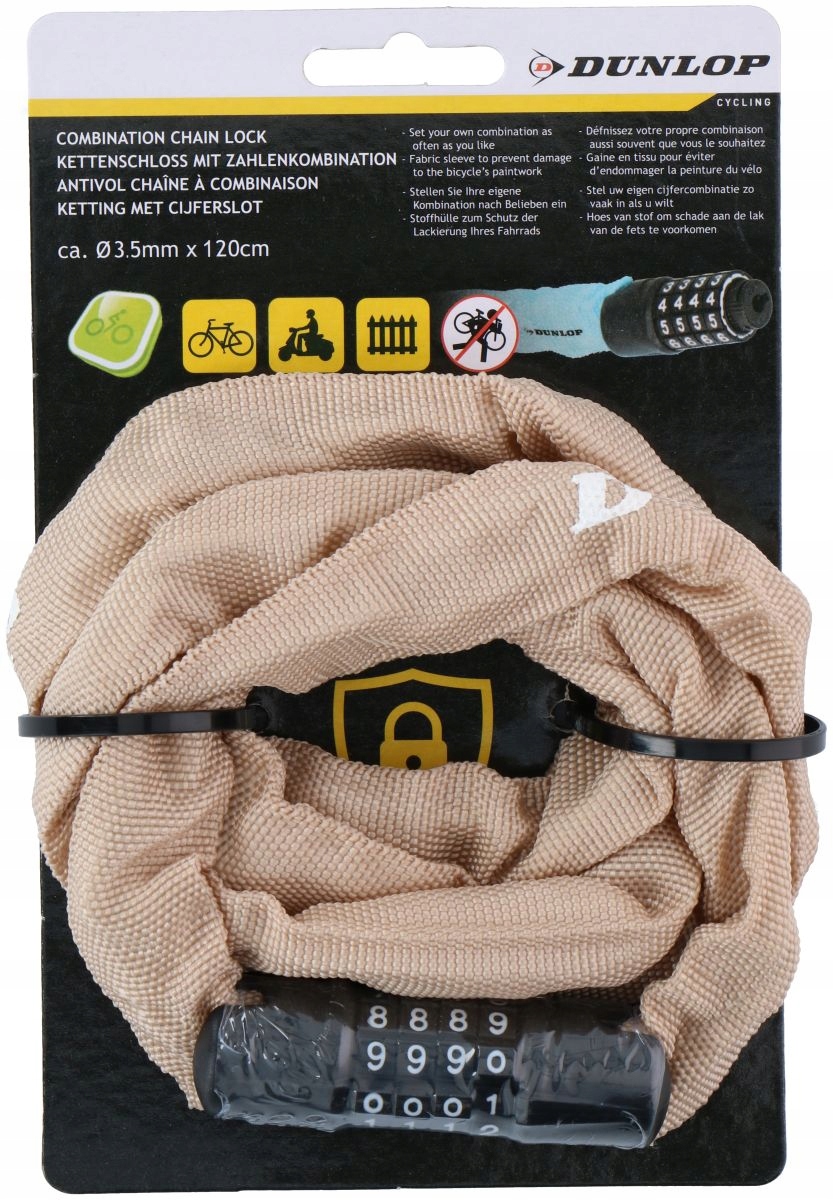 

Dunlop Zapięcie do roweru Łańcuch hartowany Szyfr