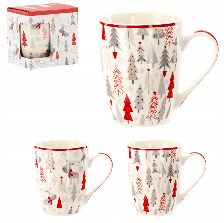 

Kubek Świąteczny Prezentowy Choinka Renifer 340ML