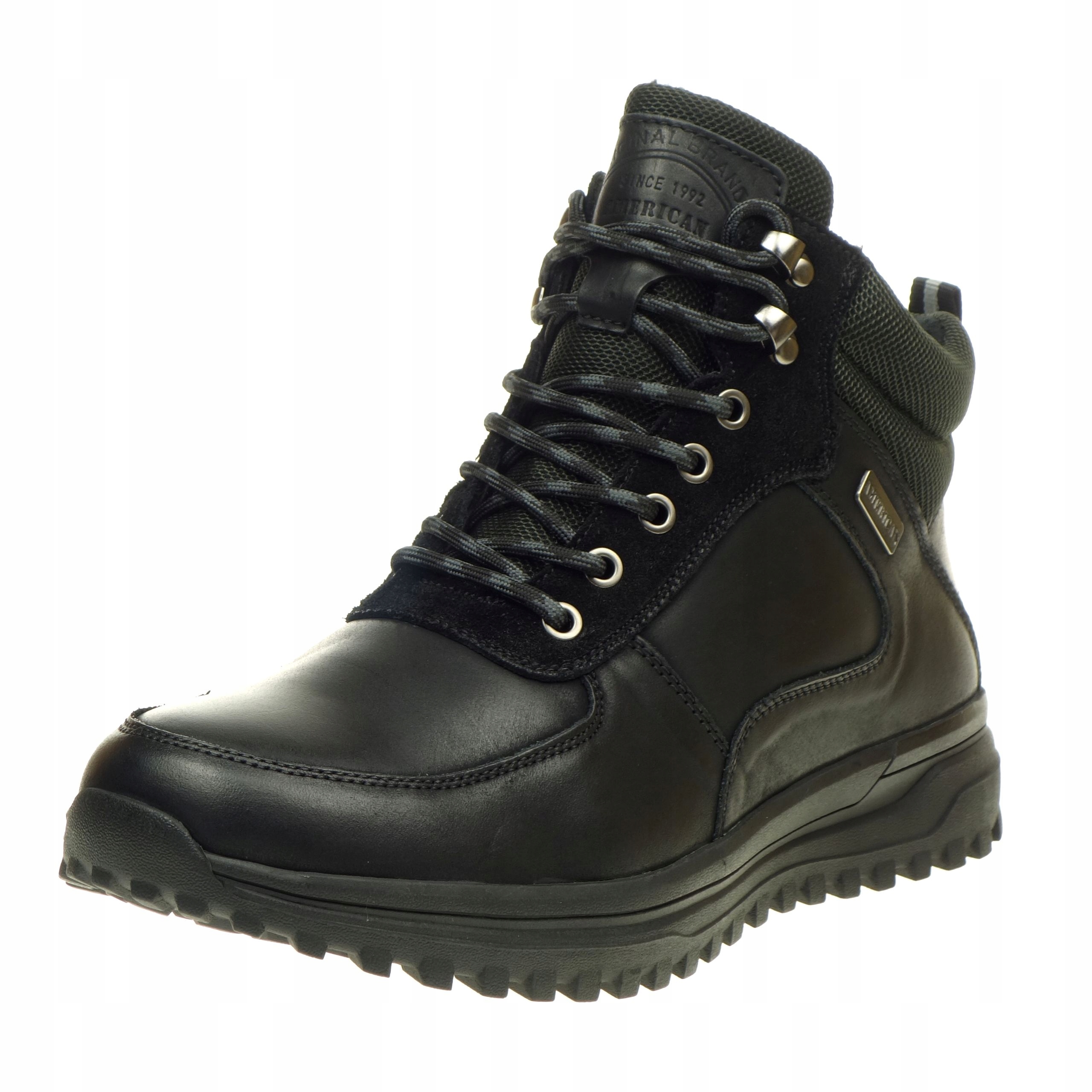 Pánské zimní boty American Club Kožené zateplené trekové boty černé 44