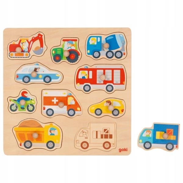

Zestaw Puzzle Pojazdy z Uchwytami Drewniane 10el