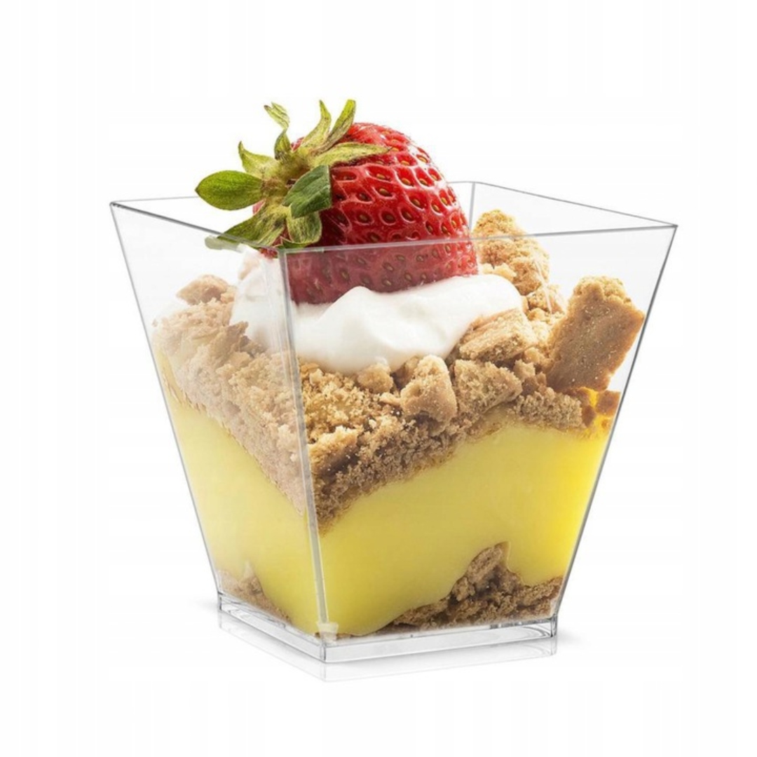 PUCHARKI DO DESERÓW KWADRAT PRZYSTAWKA 160ml 10szt Pojemność 120 ml