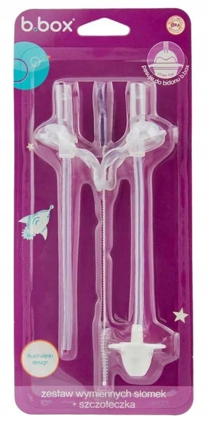 ZAPASOWE SŁOMKI I SZCZOTECZKA DO BIDONU B.BOX 2SZT Marka B.Box