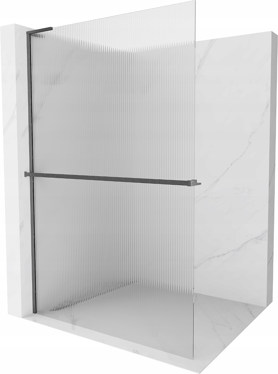 Mexen Kioto+ L Walk-in sprchová stěna s policí 90x200cm, šedý kartáčovaný