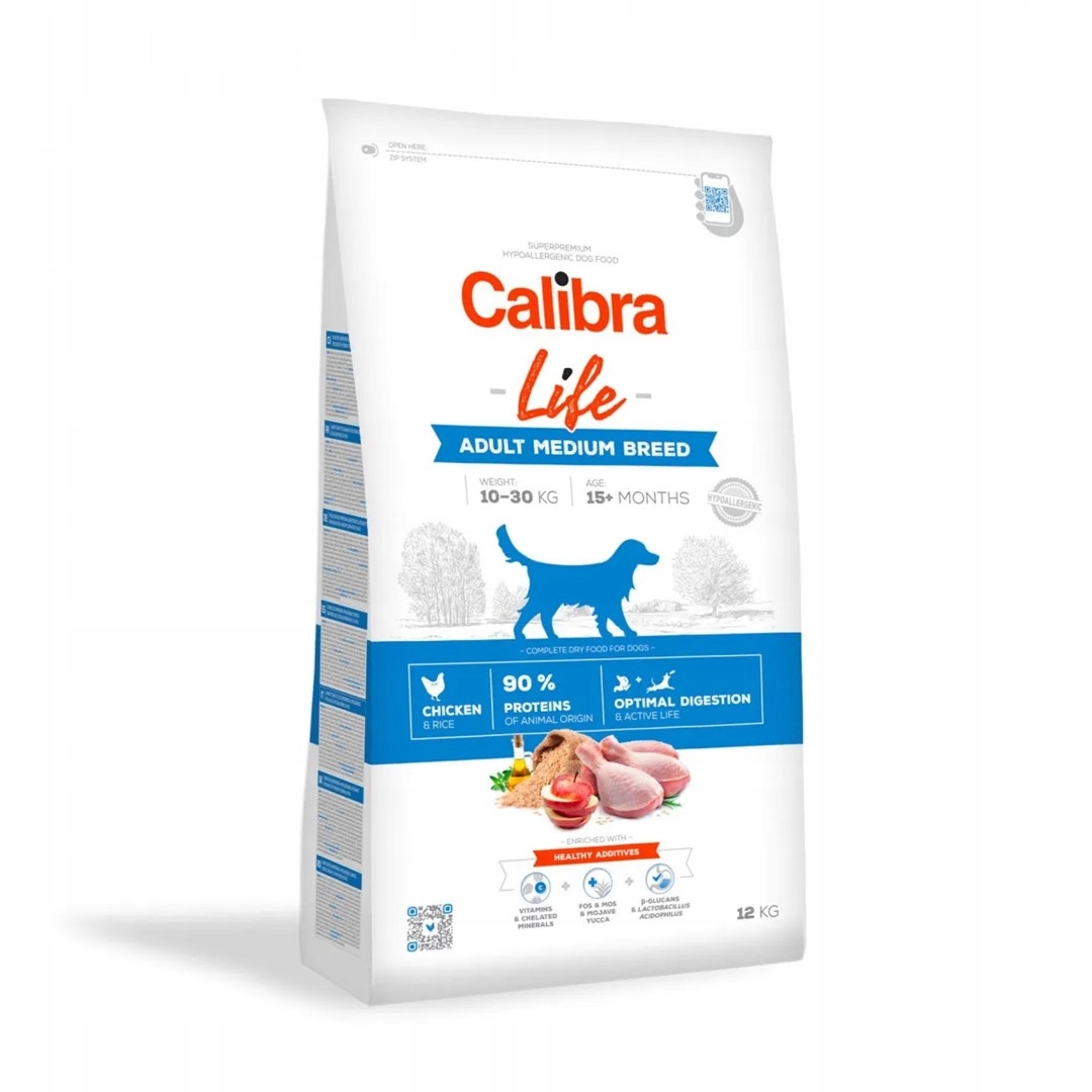 Calibra Dog Life Adult Medium Breed Kuře 12kg
