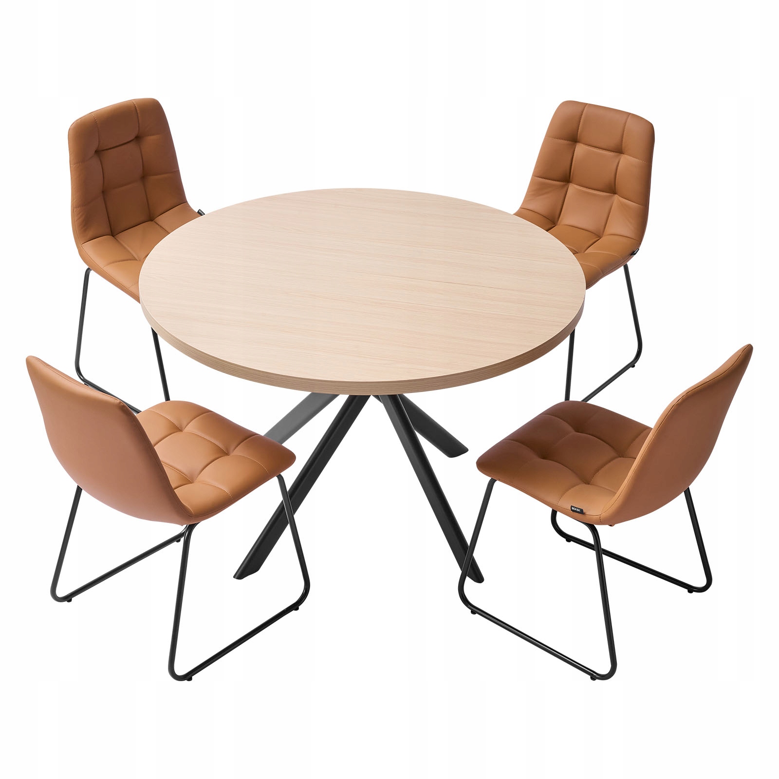 Prémiový Jedálenský Set Vevor Okrúhly Stôl 115 CM, 4 Oranžové Stoličky